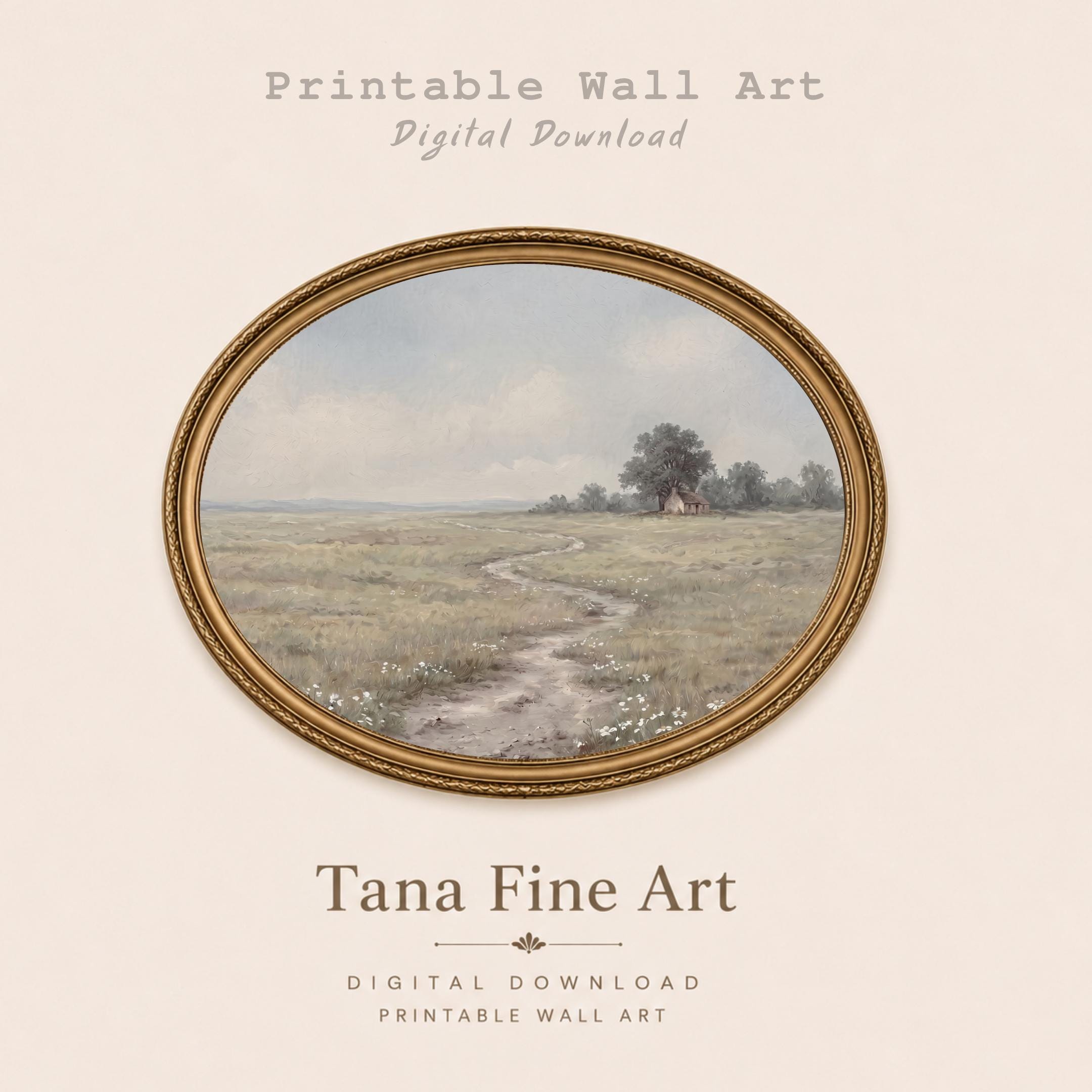 Meadow Path Landscape Print, Calm Summer Daisy Field Cottage Wall Art (Digital Download) — image 2