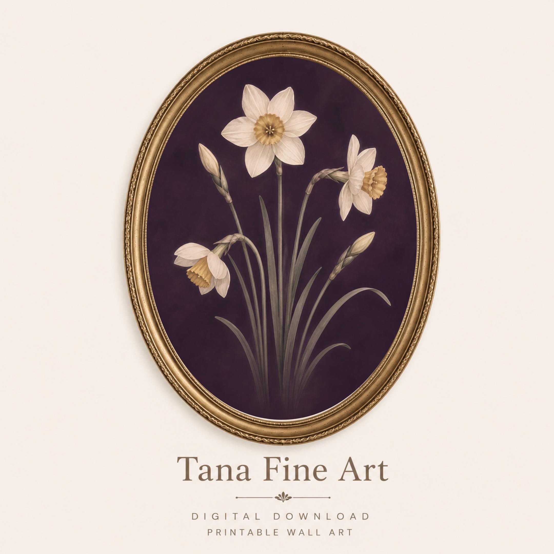 Moody December Birth Flower Print | Narcissus Wall Art | Dark Botanical Digital Download — image 7