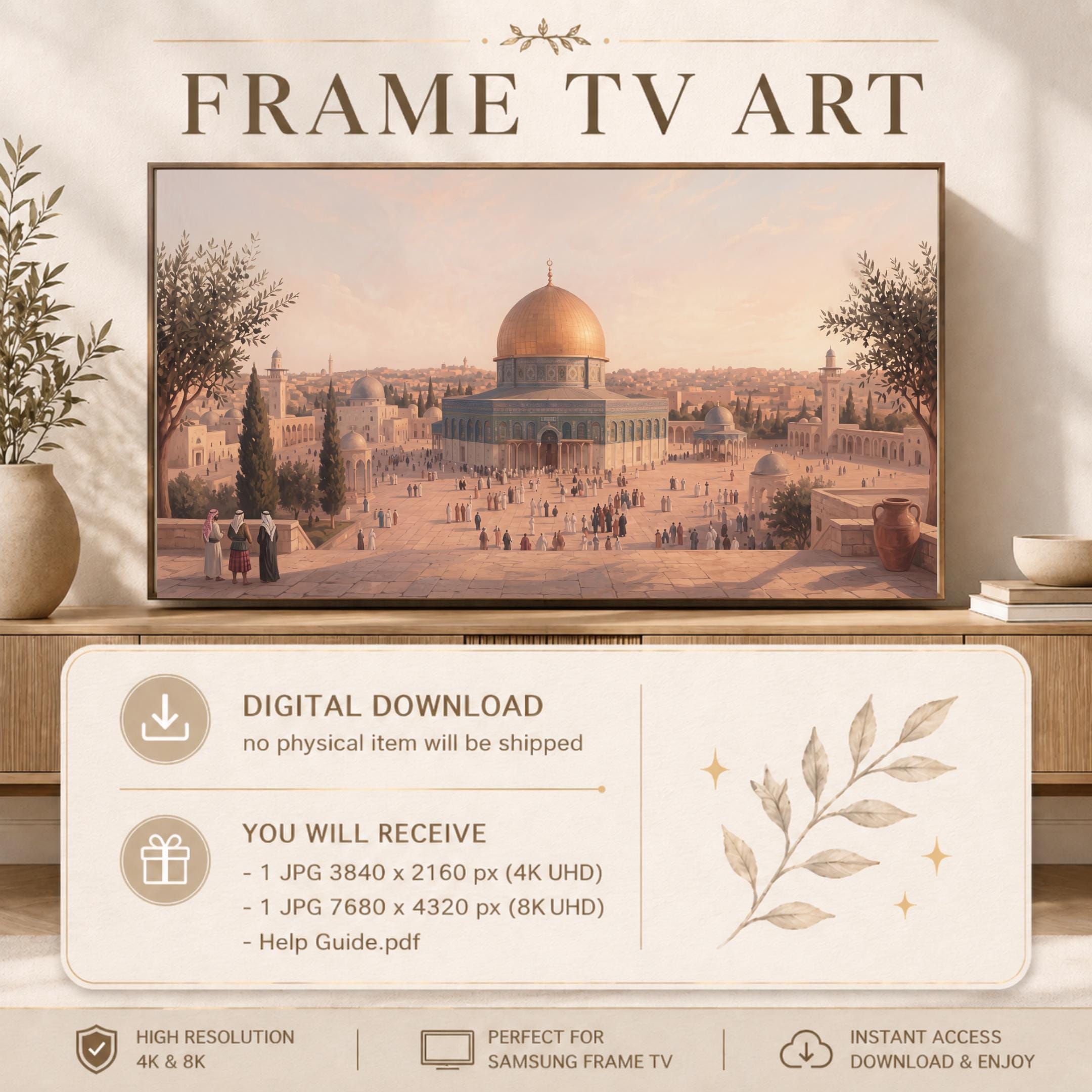Islamic Frame TV Art Jerusalem Dome of the Rock Inspired 4K Digital Download Display Artwork — image 3
