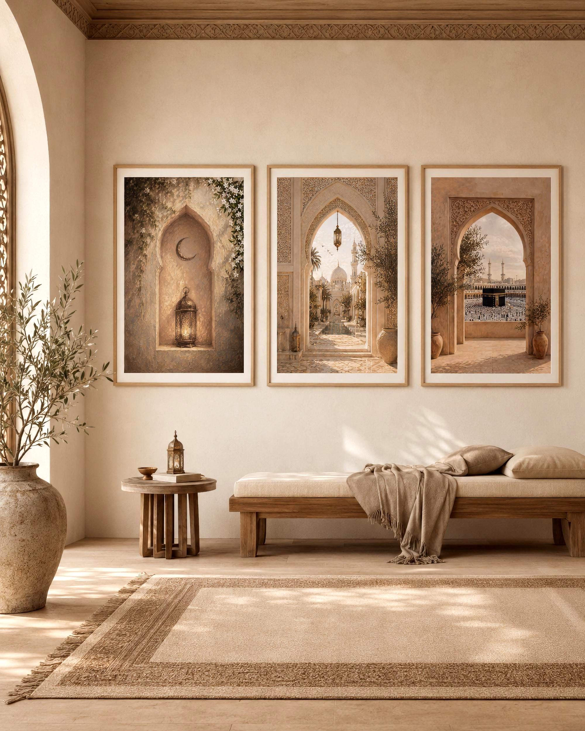 Islamic Wall Art Set of 7, Mosque Prints, Neutral Prayer Room Decor Digital Download — image 6