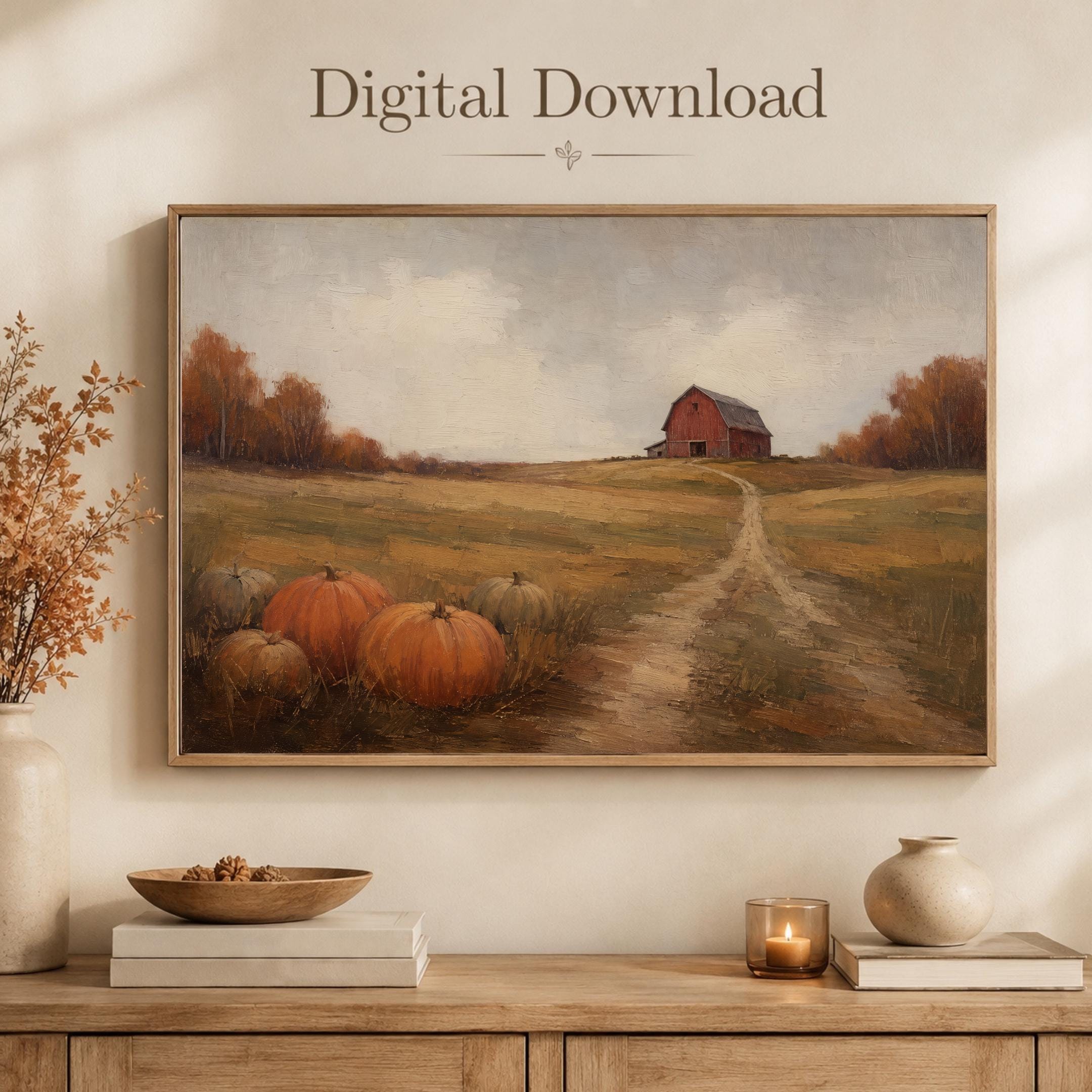 Pumpkin Patch Red Barn Printable Wall Art, Rustic Autumn Farmhouse, Digital Download Home Decor — image 4