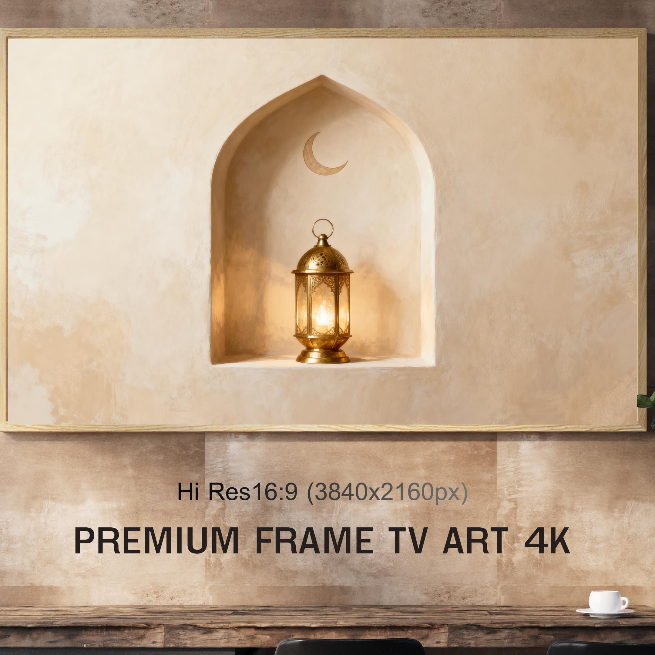 Islamic Frame TV Art | Minimal Crescent Lantern | 4K Digital Download — image 5
