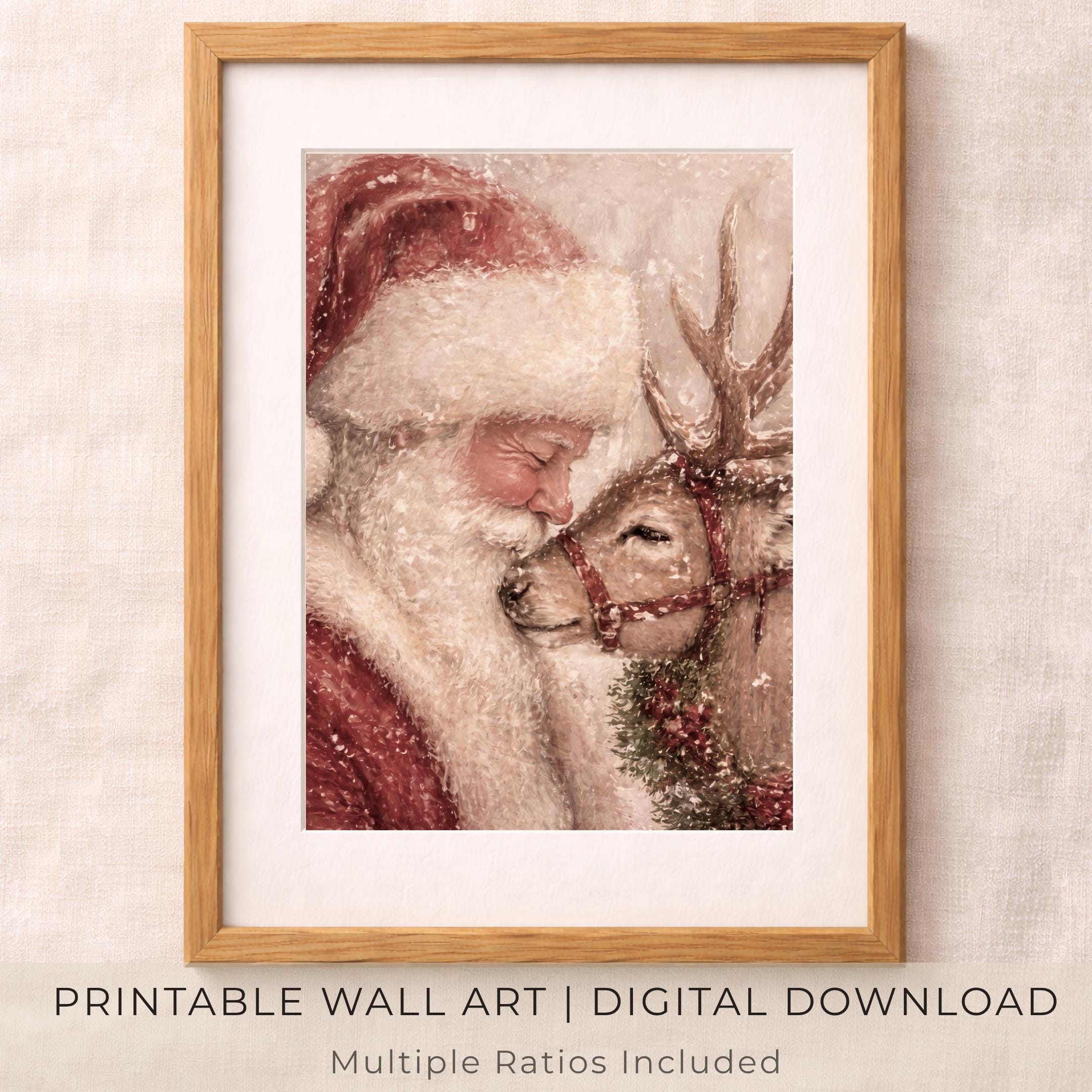 A Tender Christmas Portrait with a Reindeer