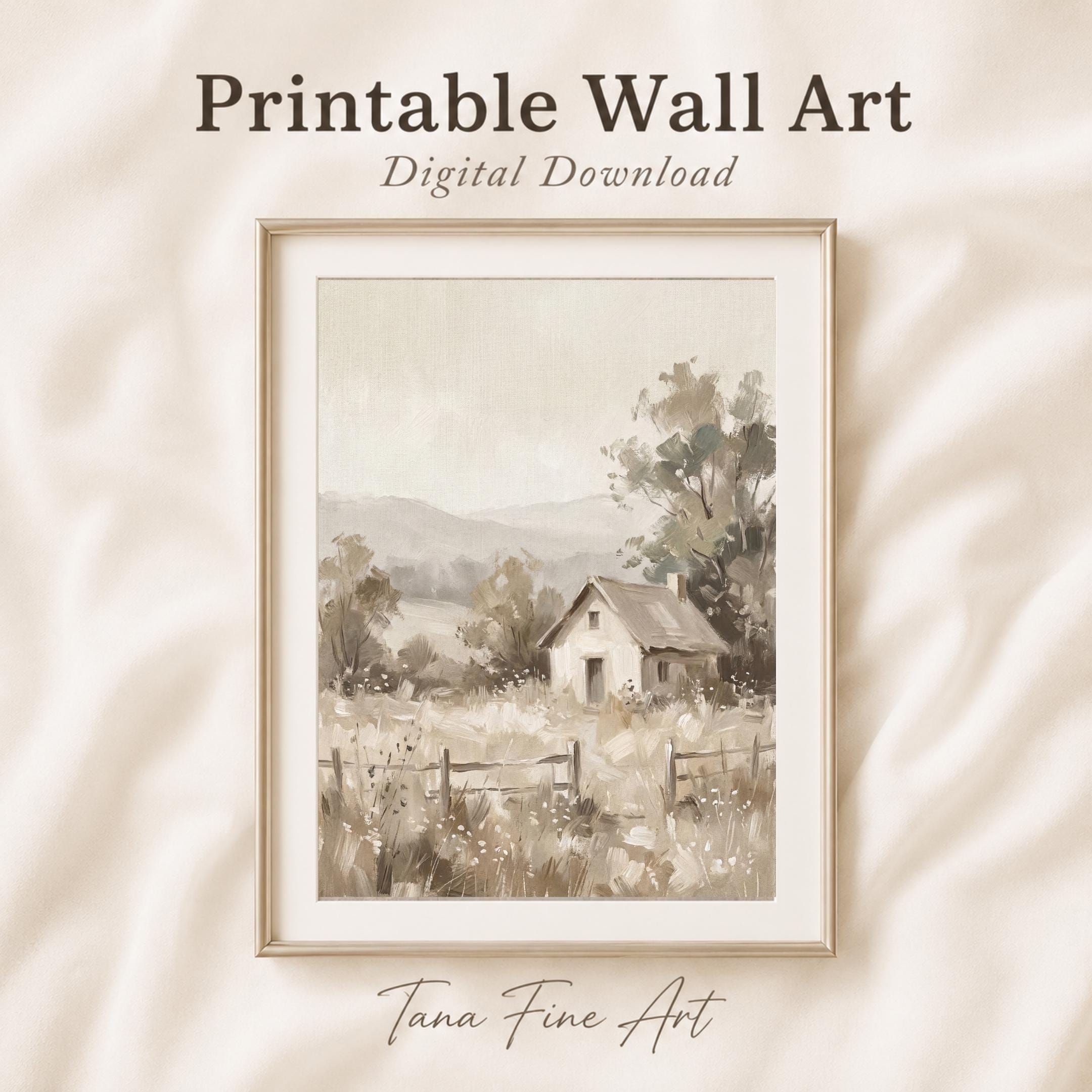 Neutral Farmhouse Landscape Wall Art Printable | Cottage Wall Decor (Digital Download) — image 4