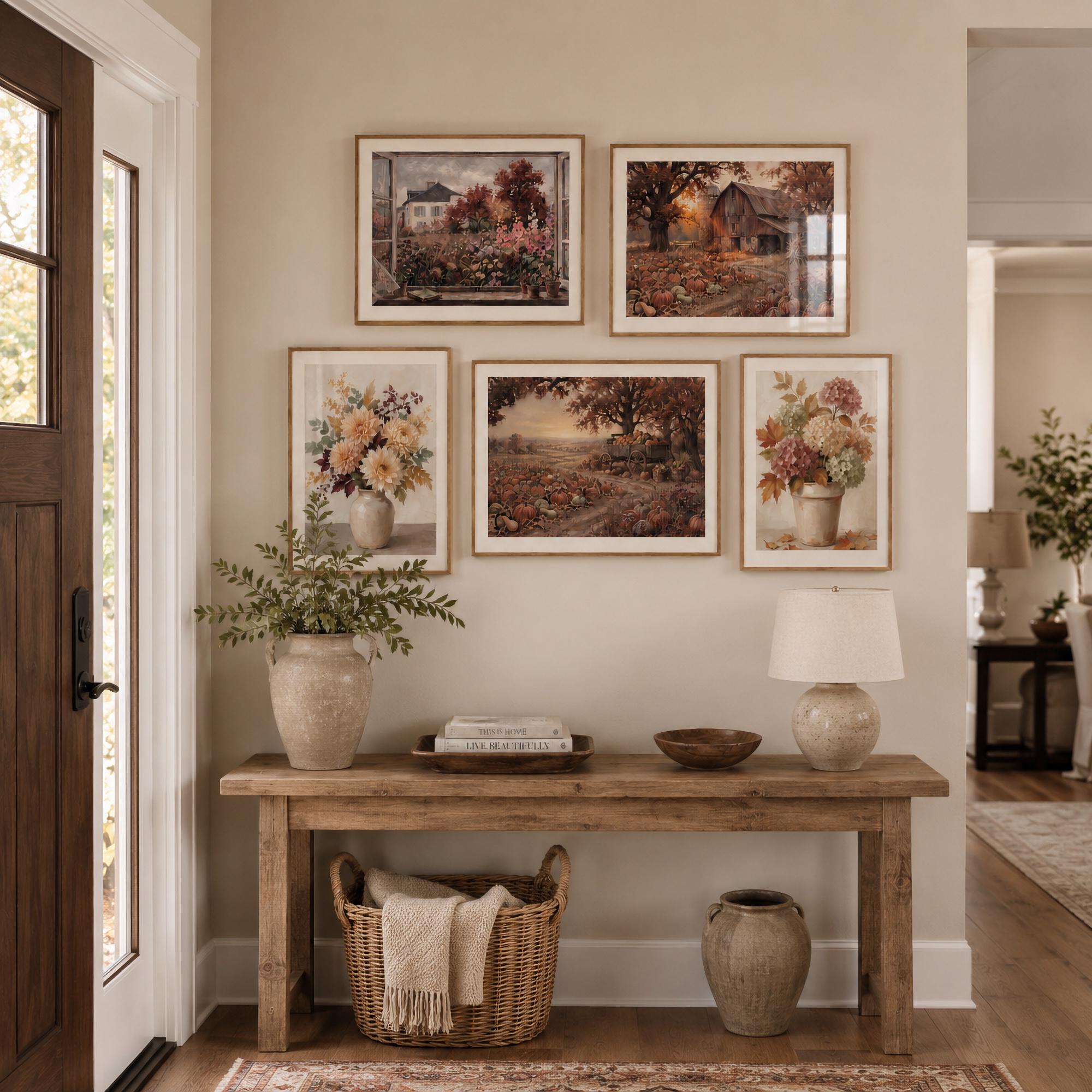 Rustic Fall Gallery Wall Art Set Printable, 5 Autumn Farmhouse Decor Prints Digital Download — image 5