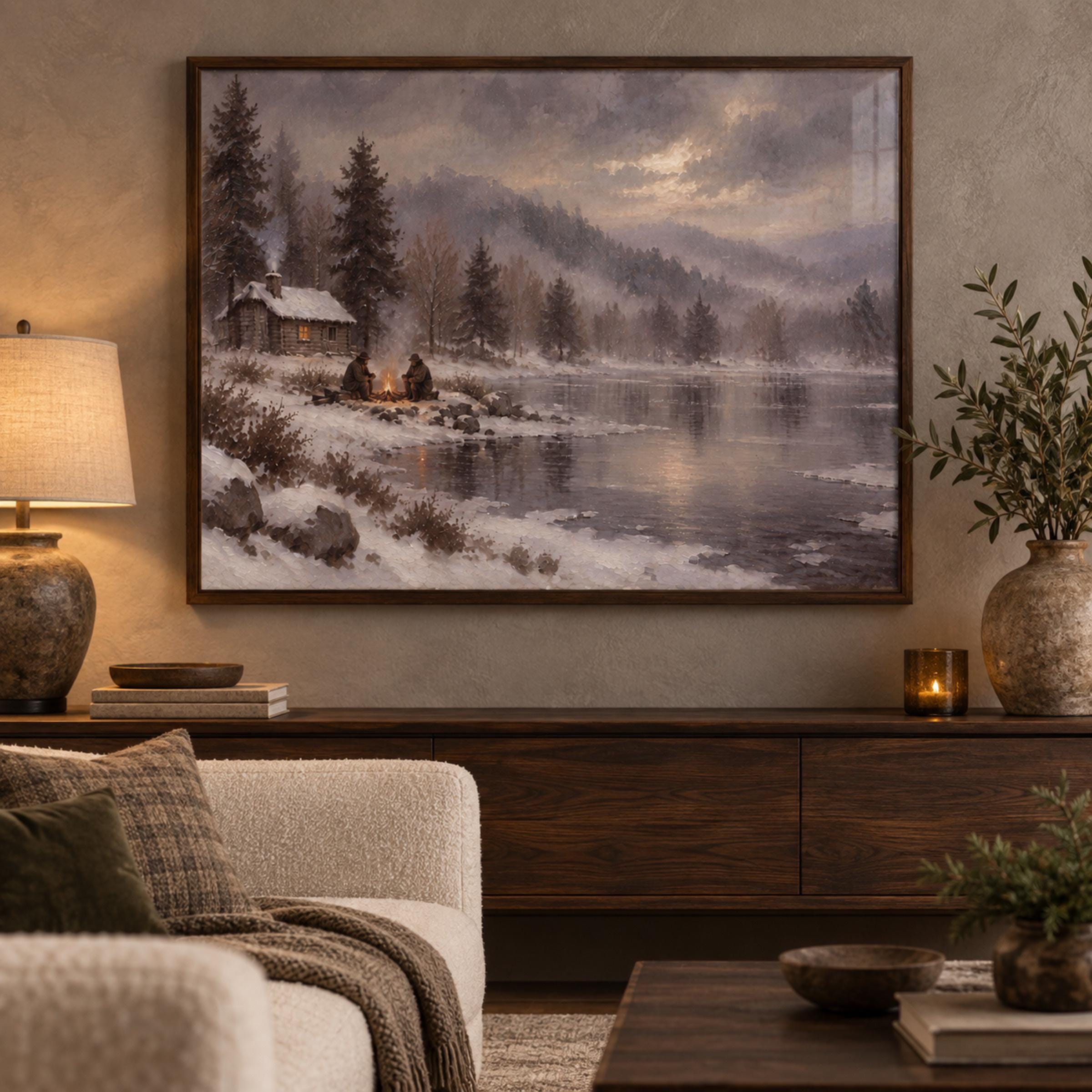 Campfire beside the Winter Lake Cabin — image 4