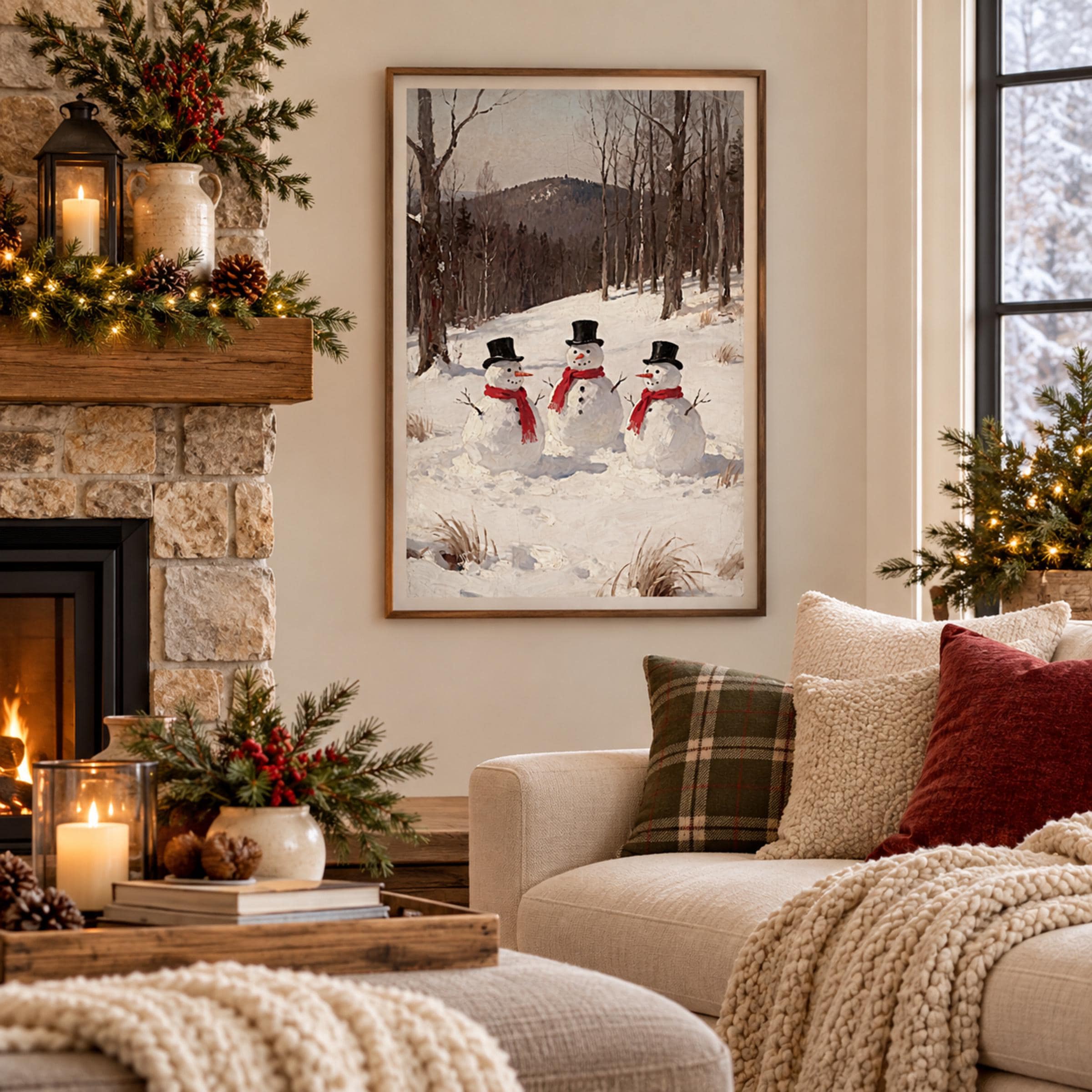 Winter Christmas Snowman Wall Art Printable | Rustic Cabin Decor (Digital Download) — image 6