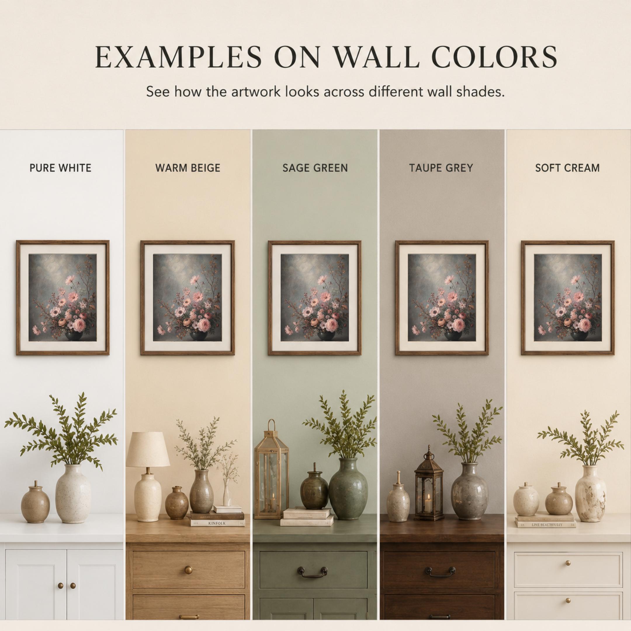 Moody Fall Floral Vase Printable Wall Art, Blush Botanical Dark Cottage Decor Digital Download — image 10