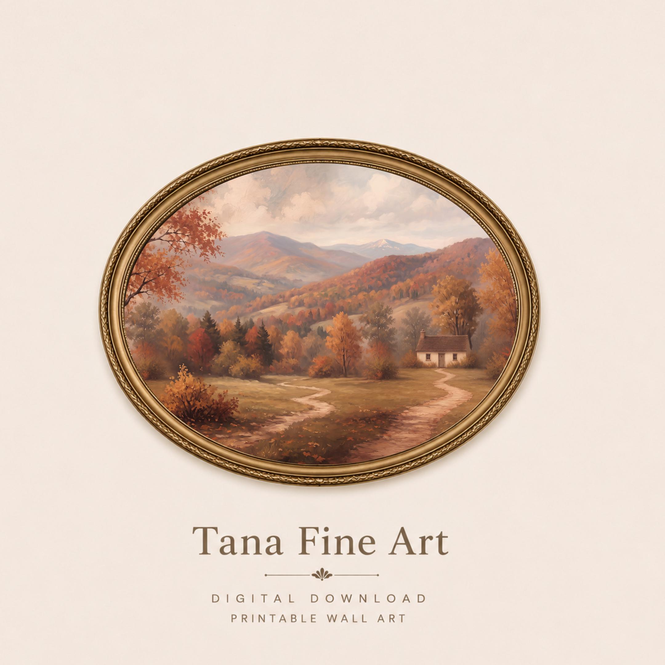 Autumn Cottage Landscape Wall Art | Fall Mountain Print | Vintage Farmhouse Digital Download — image 8