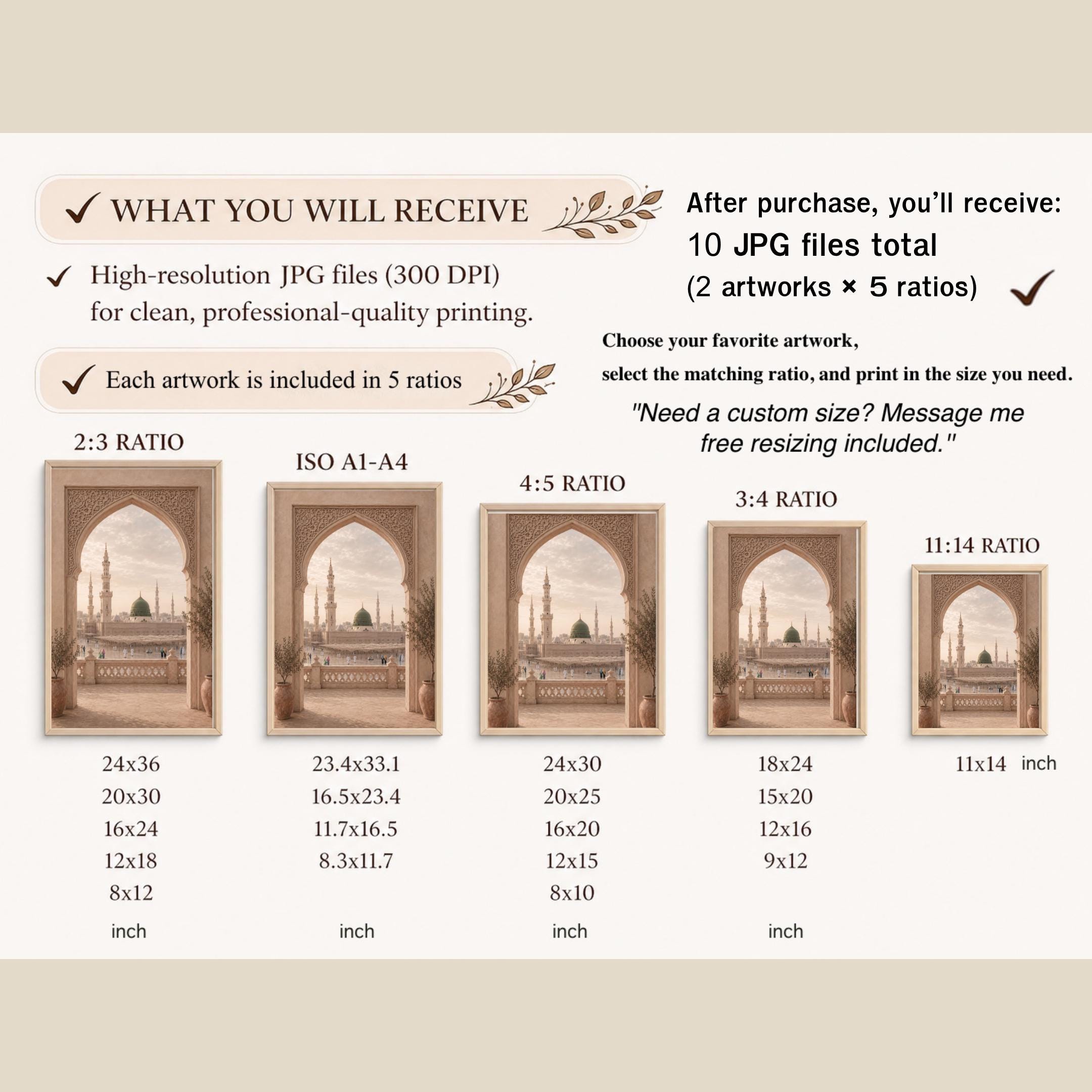 Kaaba & Medina through Ornamental Arches — Set of 2 — image 10