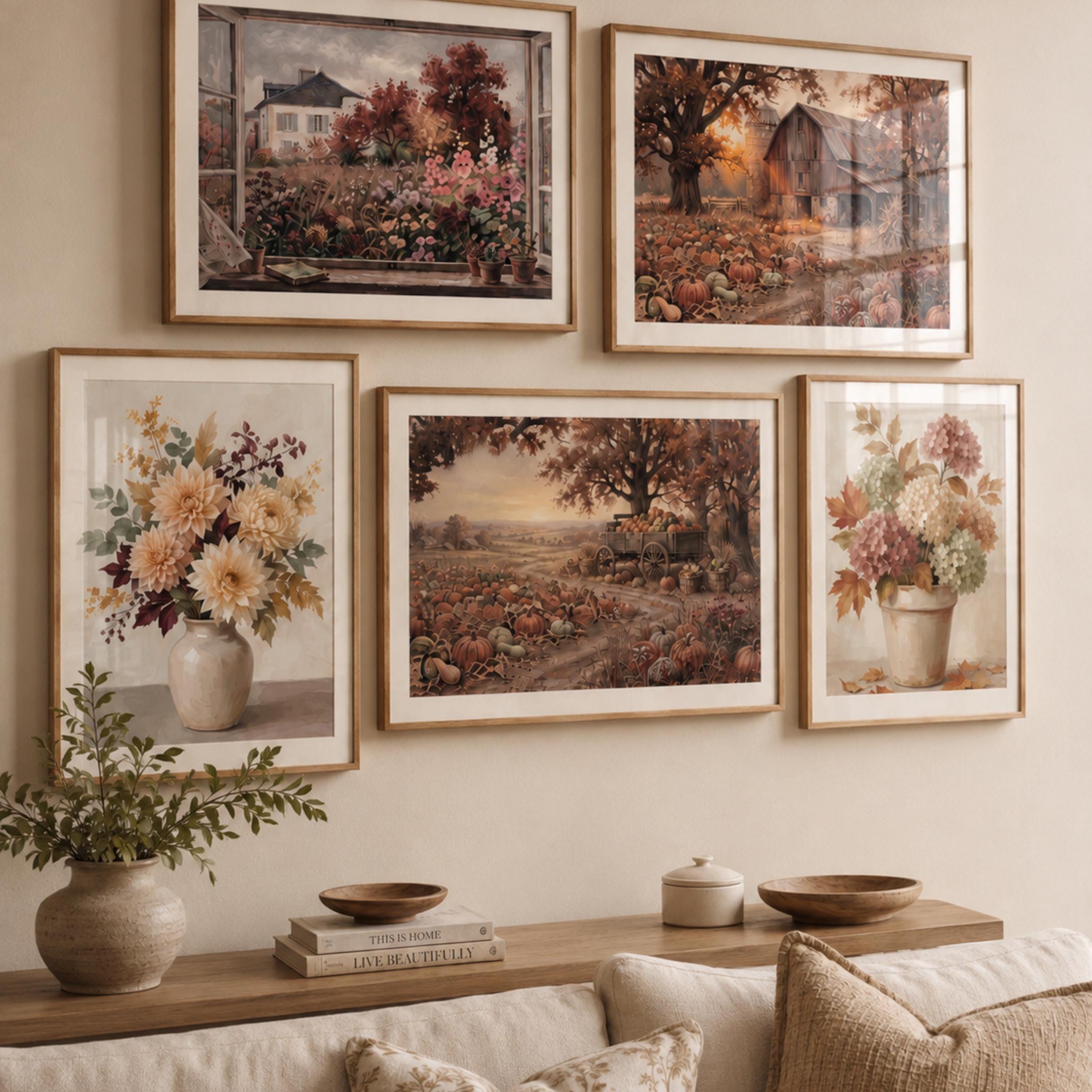 Rustic Fall Gallery Wall Art Set Printable, 5 Autumn Farmhouse Decor Prints Digital Download — image 6