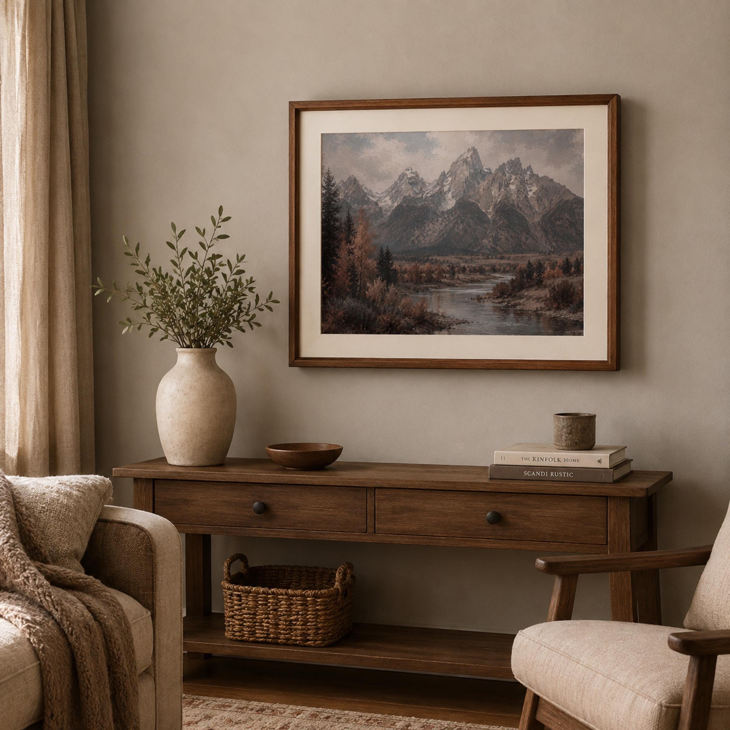 Mountain Landscape Wall Art | Moody Vintage Mountain Print | Fall Nature Printable Digital Download — image 3