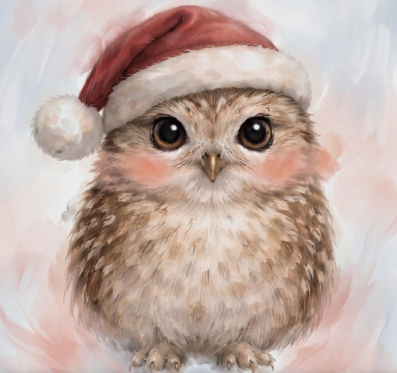 Little Christmas Owl in a Santa Hat — image 3