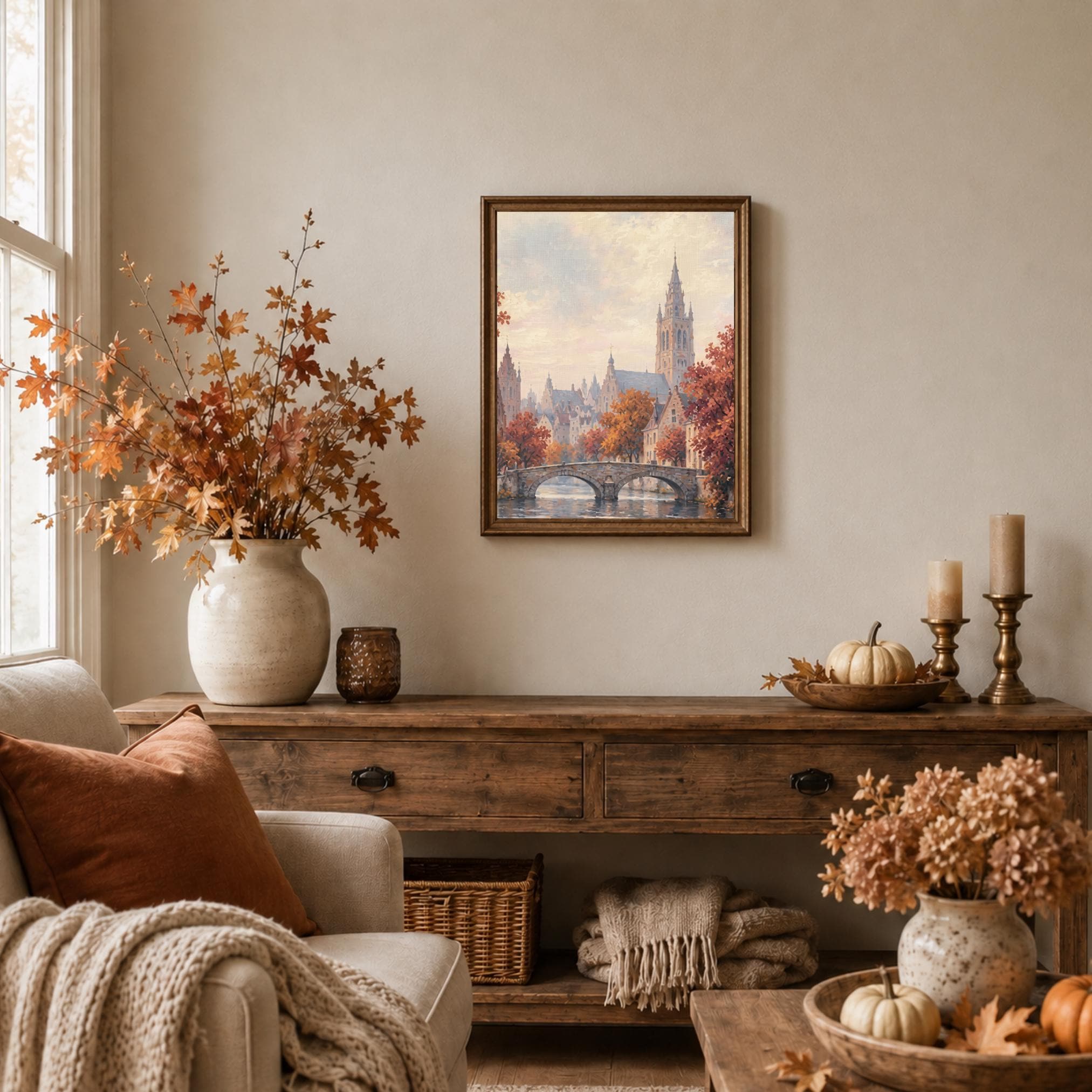 Autumn European City Printable Wall Art, Romantic River Bridge Landscape, Travel Decor Digital Download — image 8