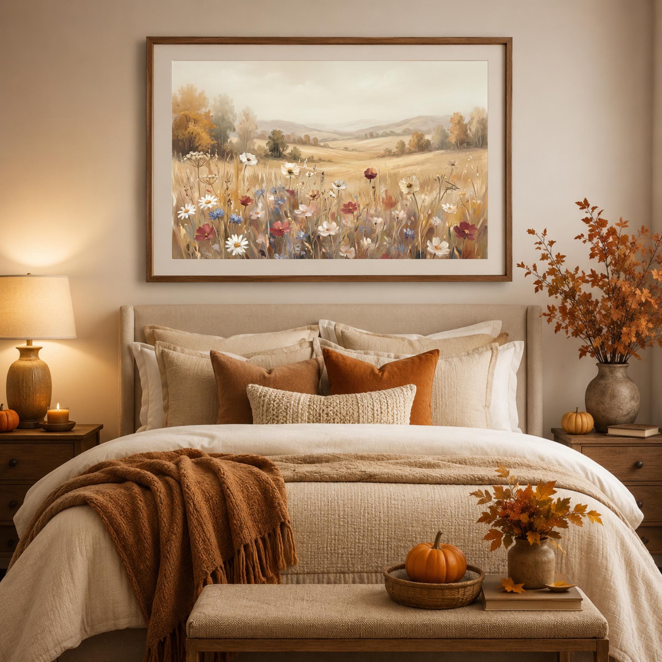 Neutral Floral Print, Wildflower Meadow Landscape Wall Art, Soft Cottage Nature Prints (Digital Download) — image 7