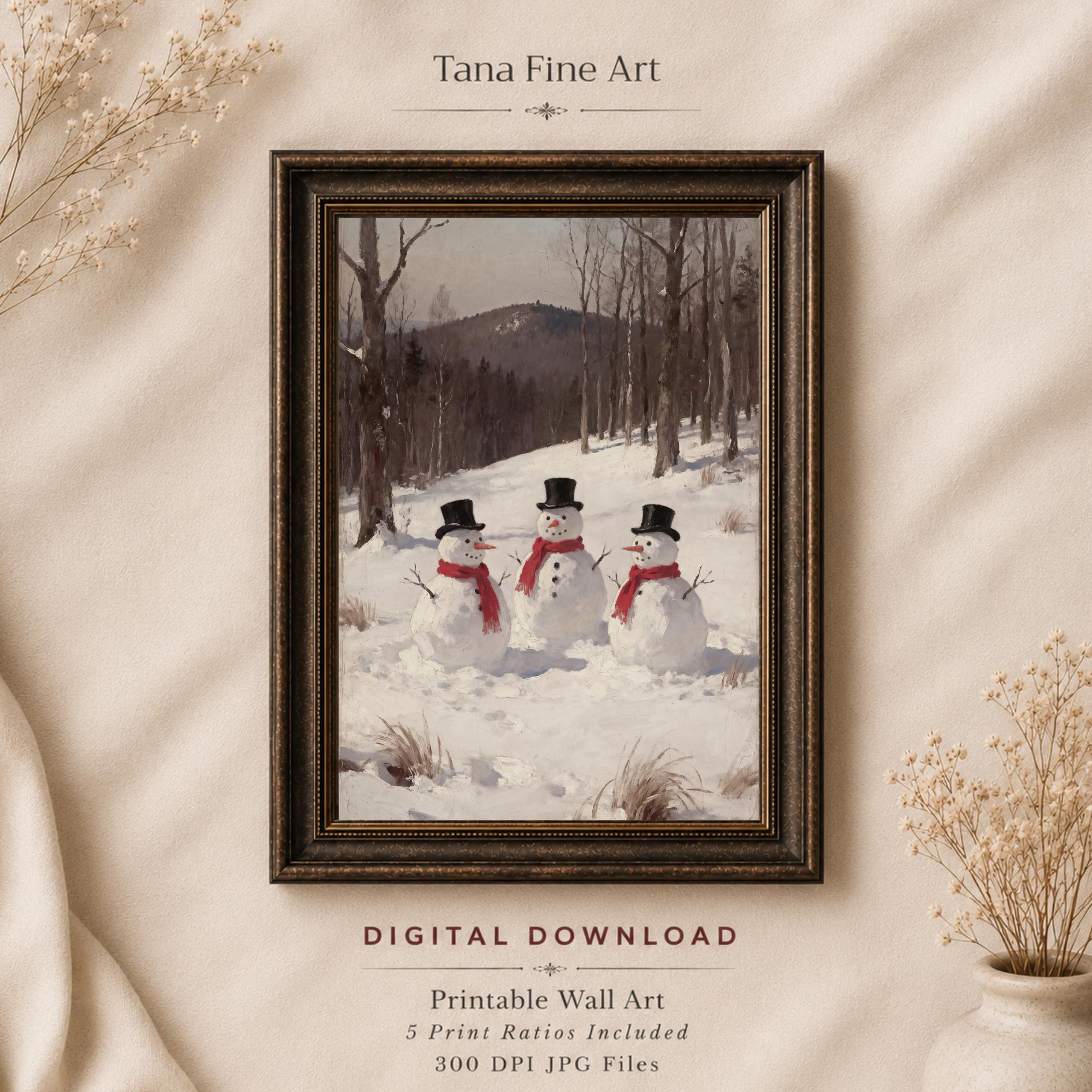 Winter Christmas Snowman Wall Art Printable | Rustic Cabin Decor (Digital Download) — image 8