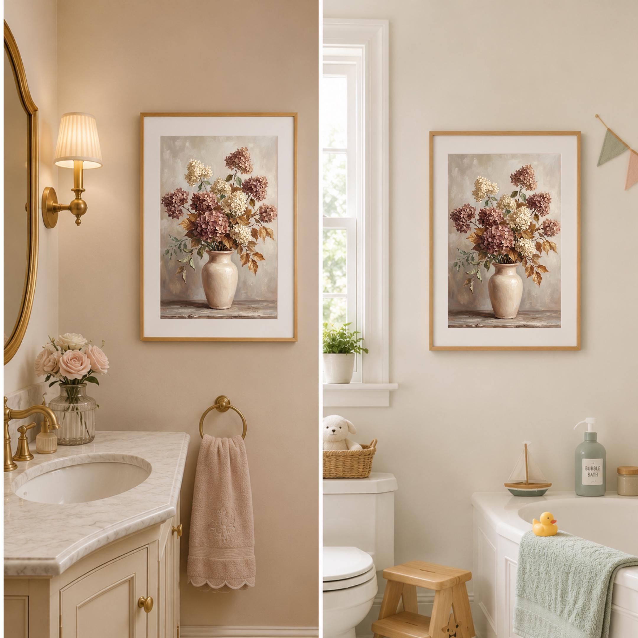 Fall Hydrangea Wall Art, Mauve Cream Floral Vase Print, Autumn Cottage Decor (Digital Download) — image 10
