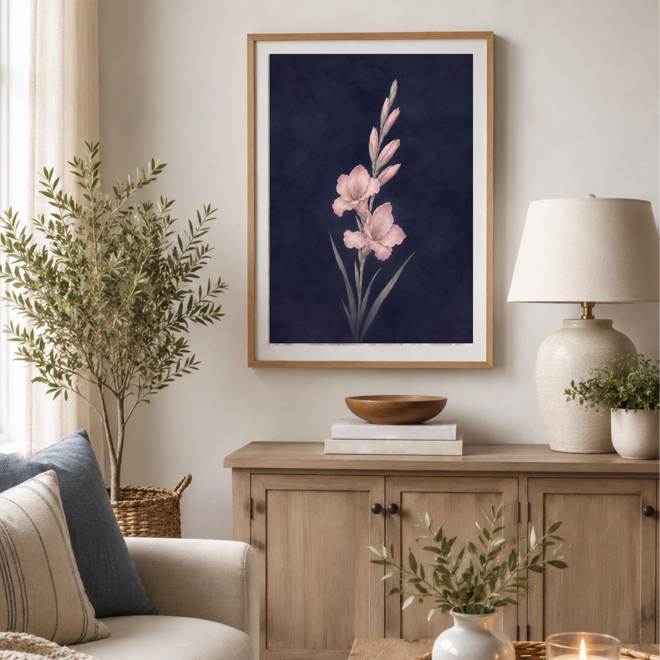 Moody August Birth Flower Print | Gladiolus Wall Art | Dark Botanical Digital Download — image 9