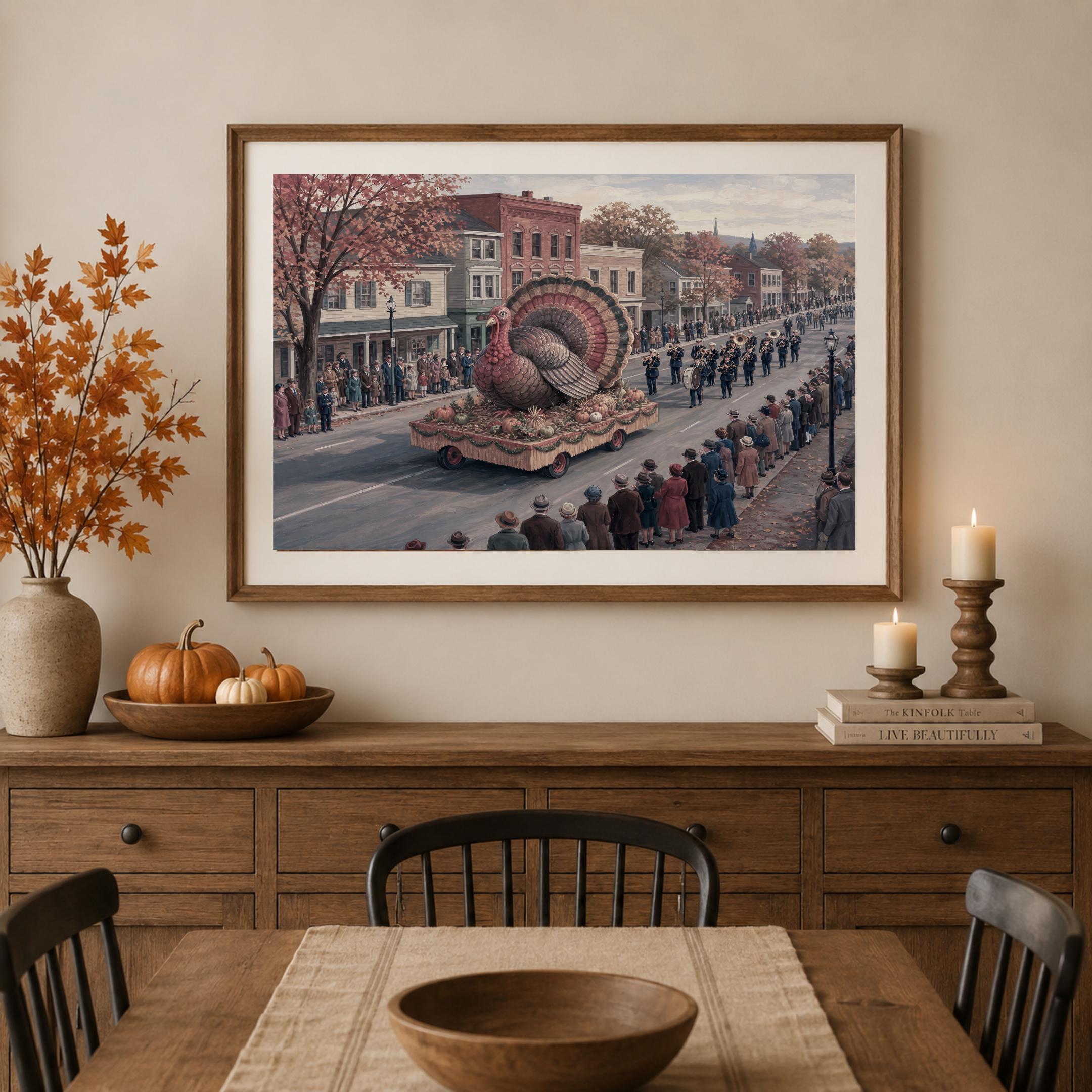 Vintage Thanksgiving Turkey Parade Printable Wall Art, Autumn Festival Digital Download, Home Decor Poster — image 2