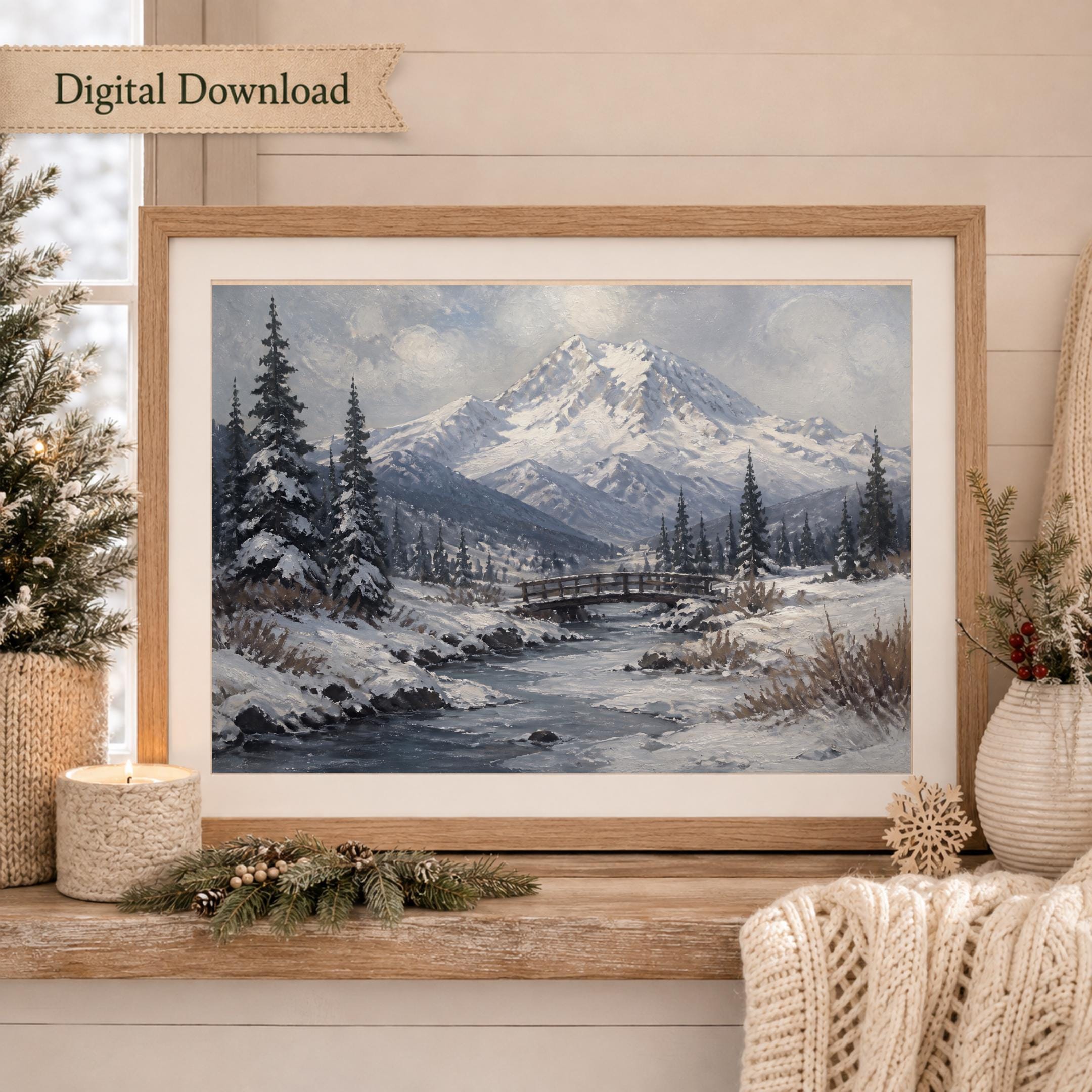 A Small Bridge beneath the Snowy Mountain — image 8