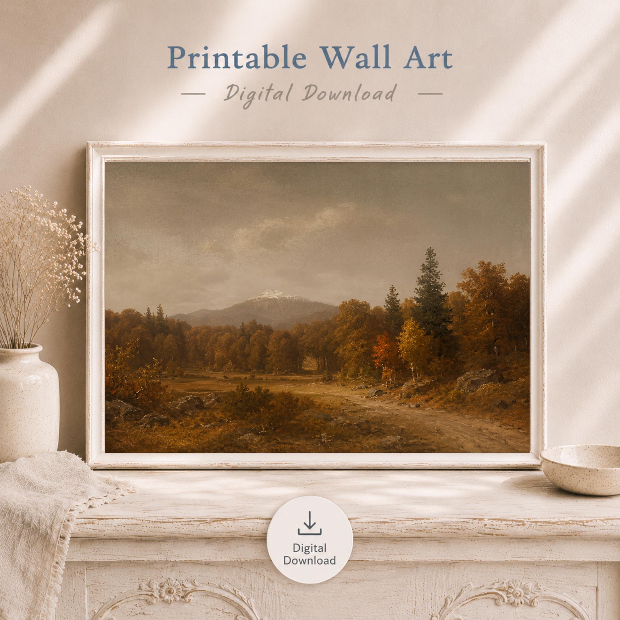 Moody Fall Forest Landscape Wall Art, Rustic Autumn Mountain, Dark Forest Decor (Digital Download) — image 10