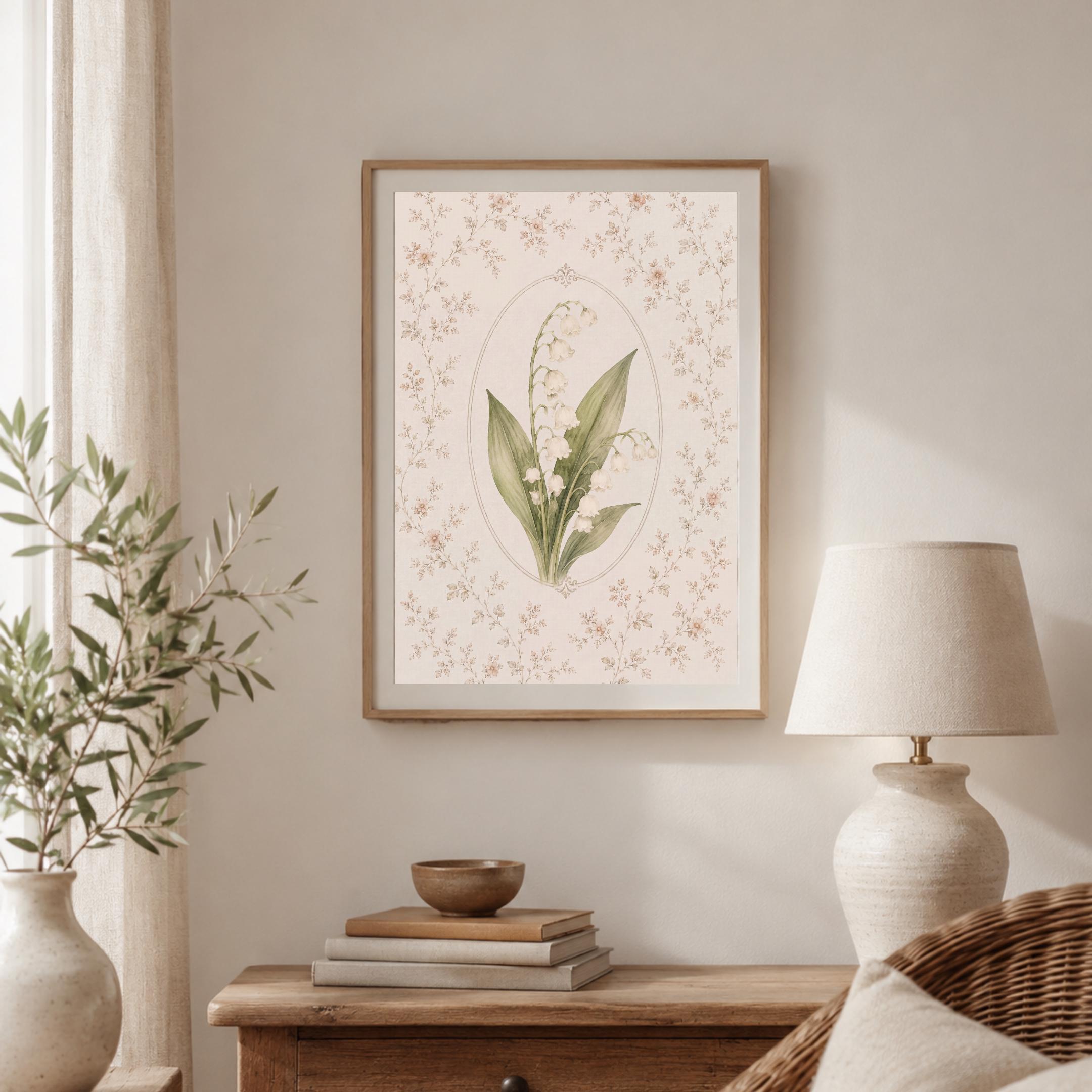 May Birth Month Flower Print | Lily of the Valley Printable Art | Vintage Digital Download — image 3