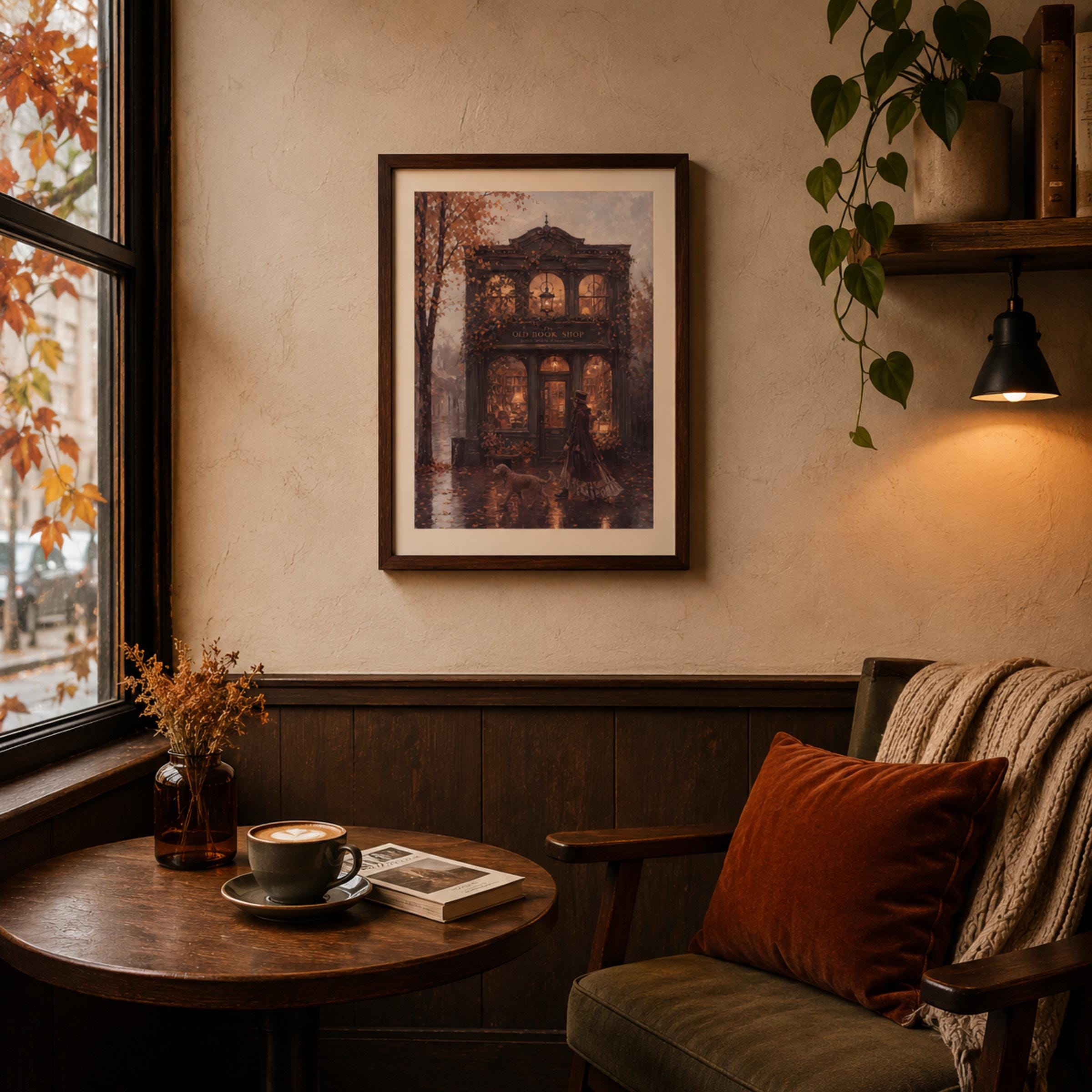 Autumn Bookshop Wall Art | Cozy Book Store Print | Vintage Fall Printable Digital Download — image 3
