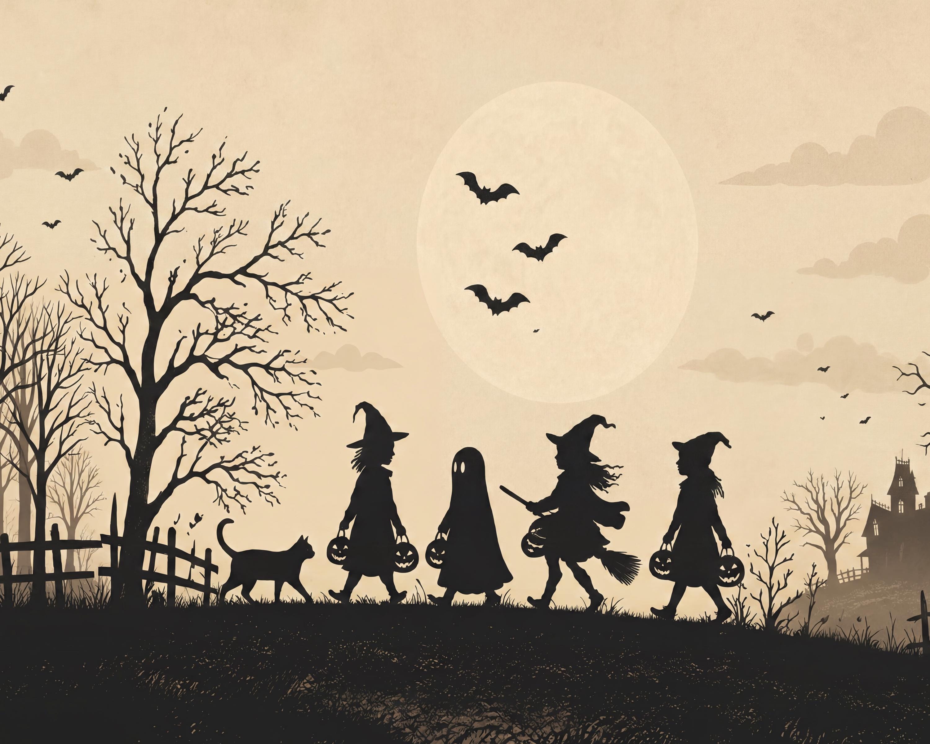 Halloween Wall Art, Silhouette Trick or Treat Witch Moon, Spooky Decor (Halloween  Digital Download) — image 2
