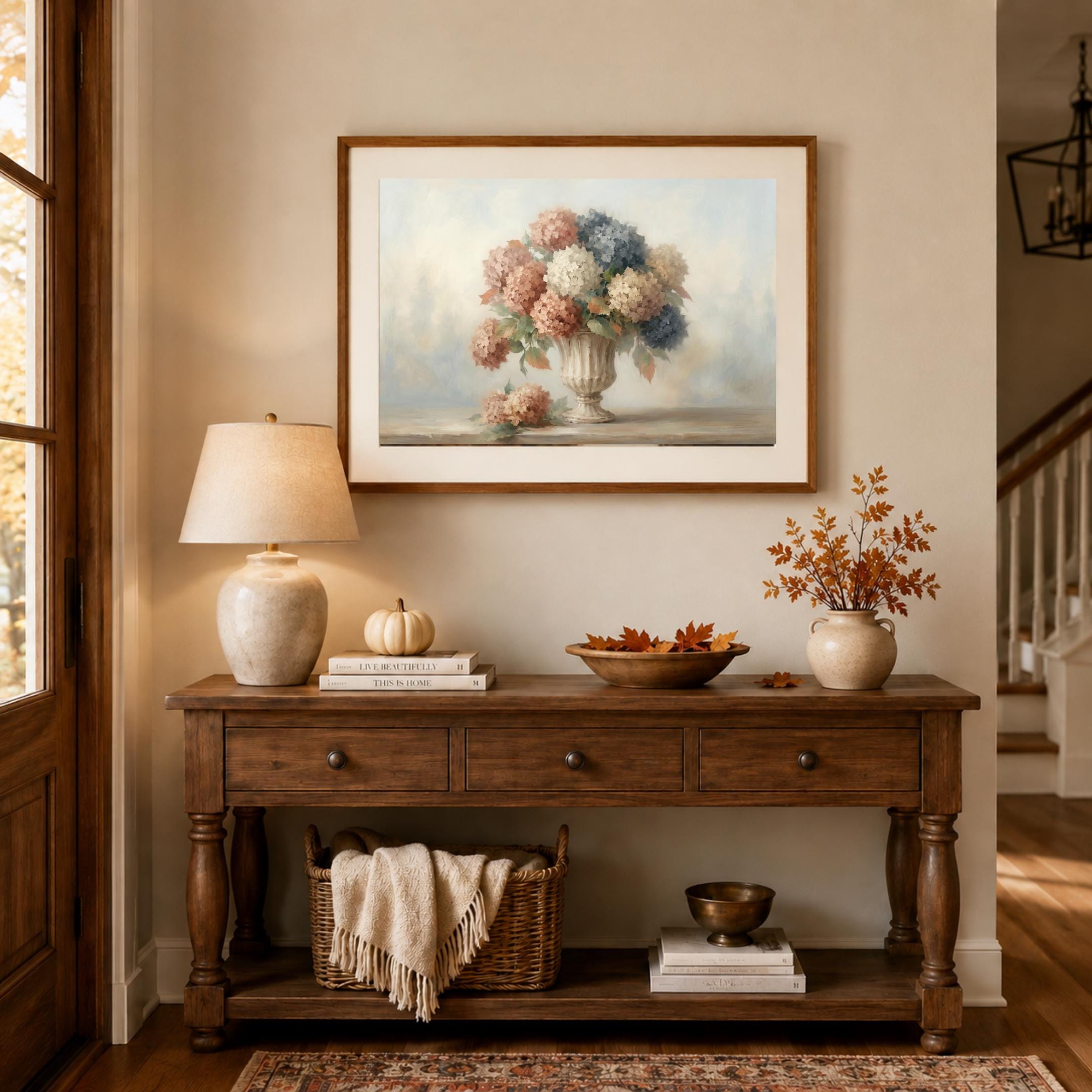 Fall Hydrangea Wall Art, Neutral Floral Prints, French Urn Cottage Decor (Digital Download) — image 5