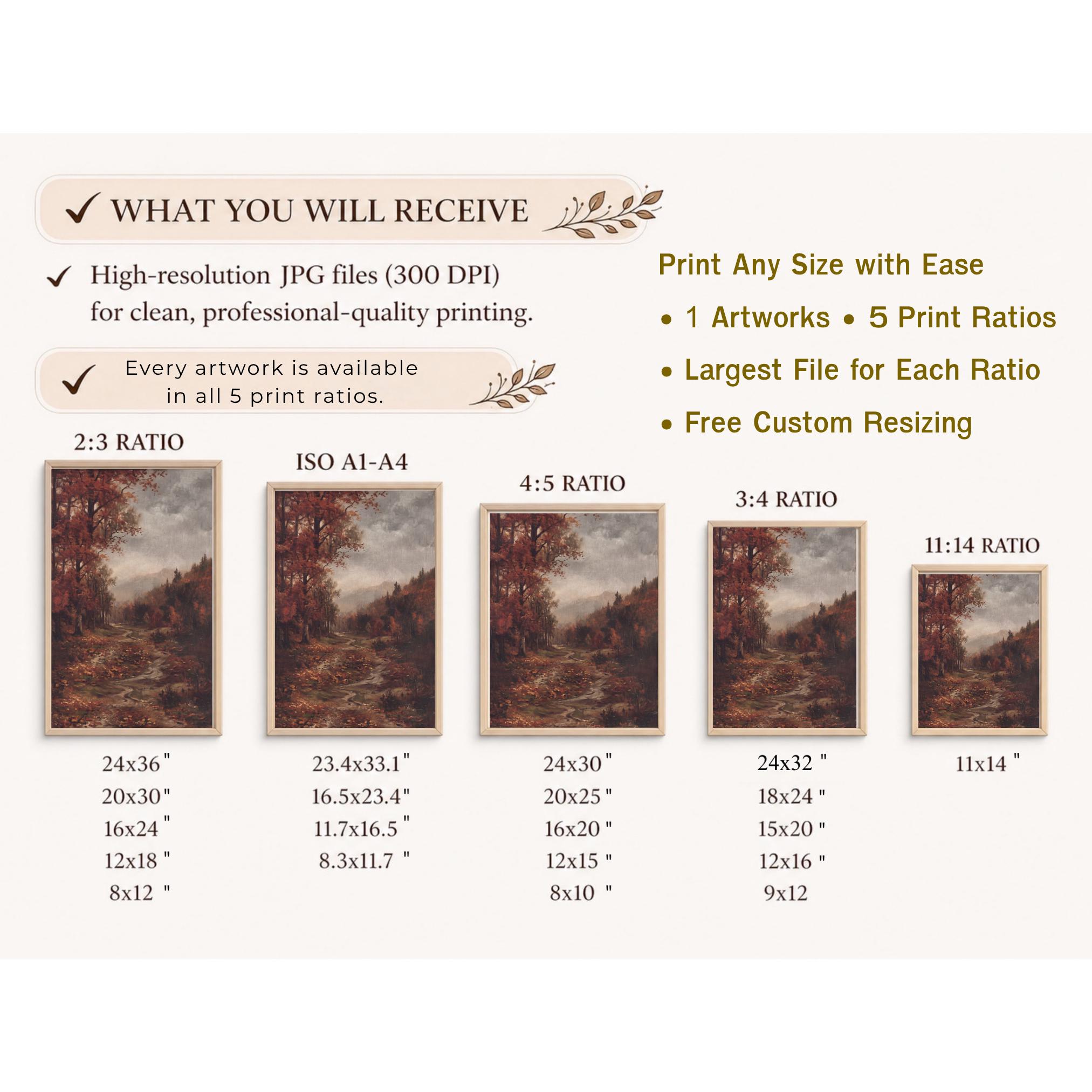 Autumn Forest Path Printable Wall Art, Moody Fall Landscape, Cottagecore Decor Digital Download — image 10