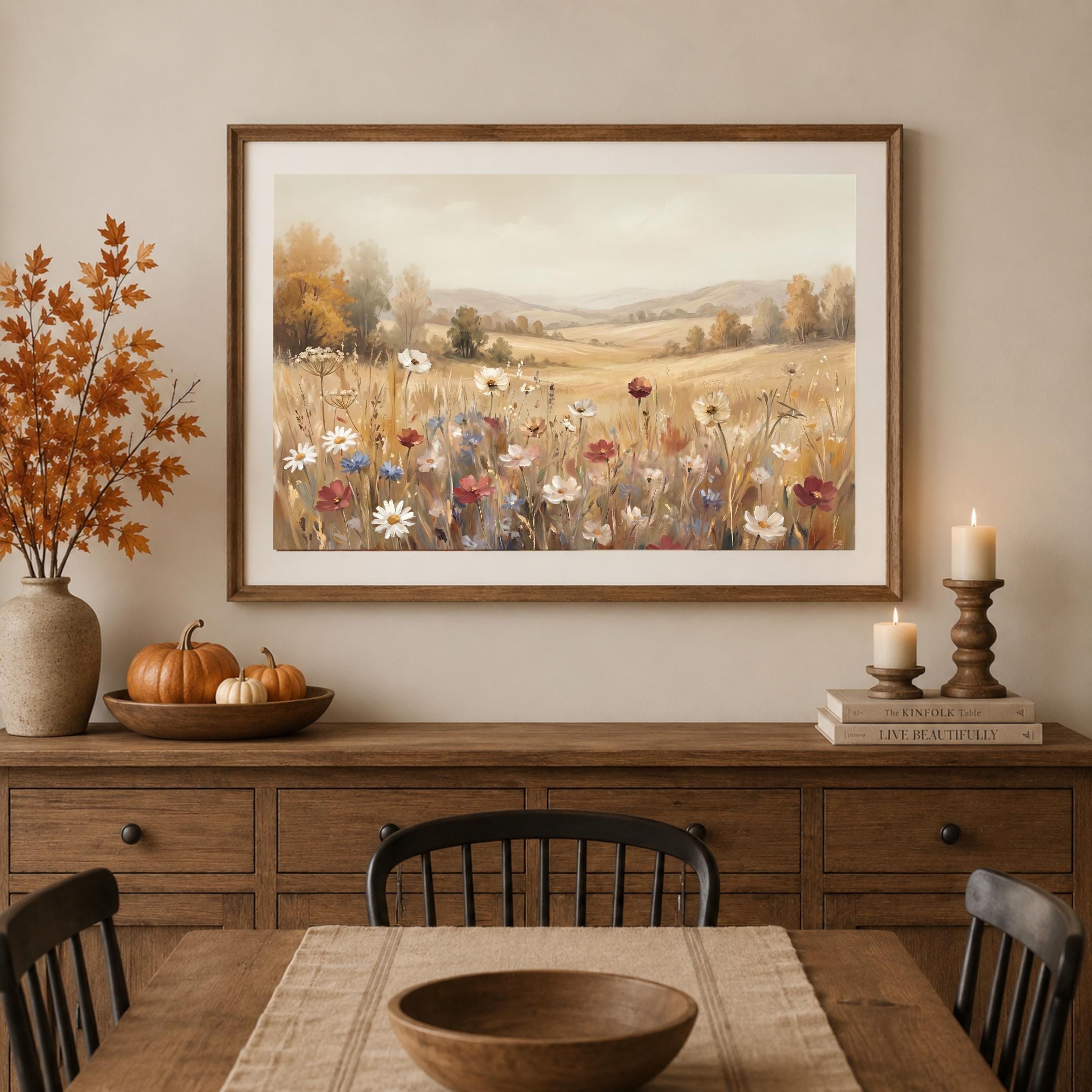 Neutral Floral Print, Wildflower Meadow Landscape Wall Art, Soft Cottage Nature Prints (Digital Download) — image 6