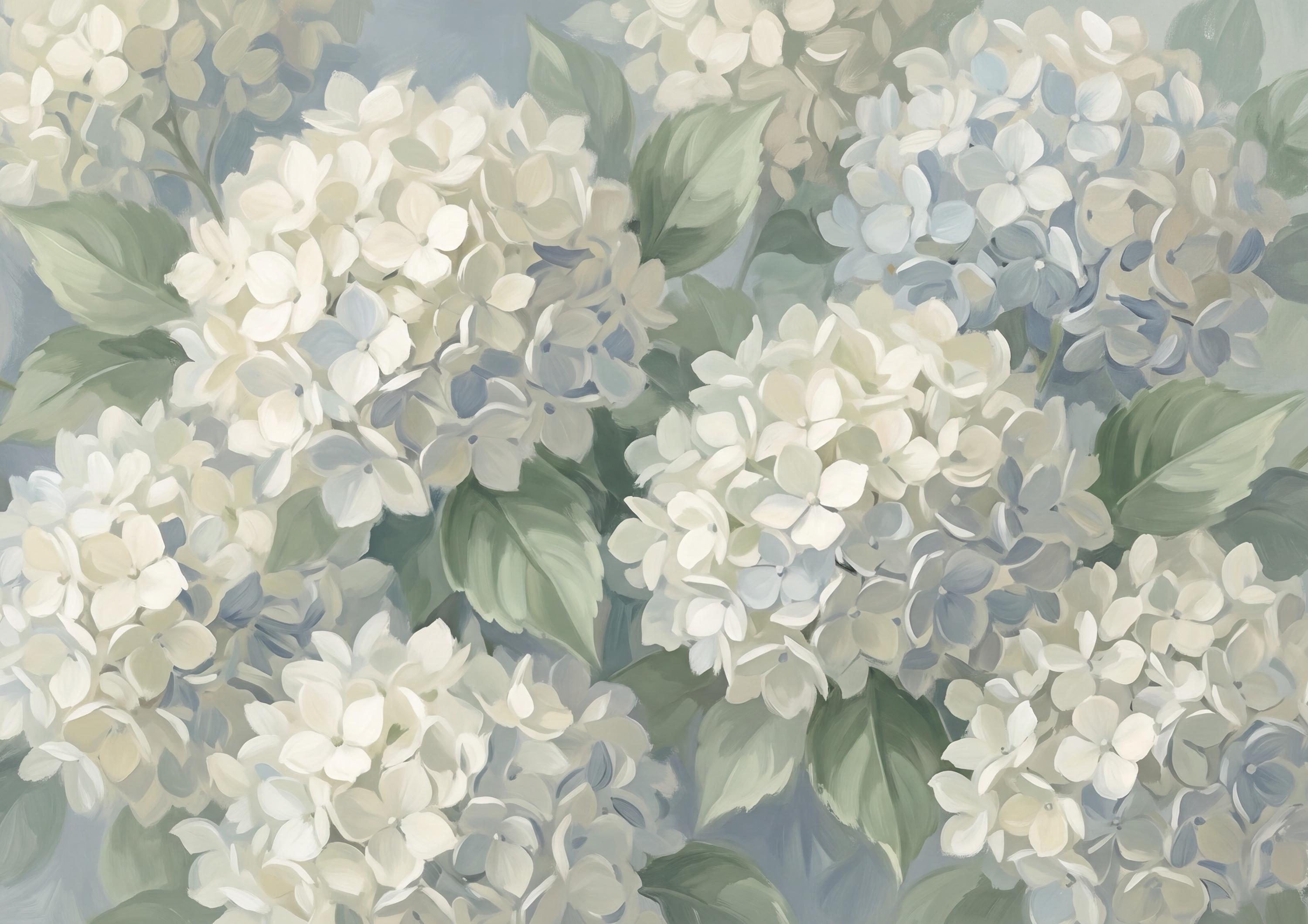 White Hydrangea Printable Wall Art | Neutral Floral Print | Cottage Floral Decor (Digital Download) — image 2