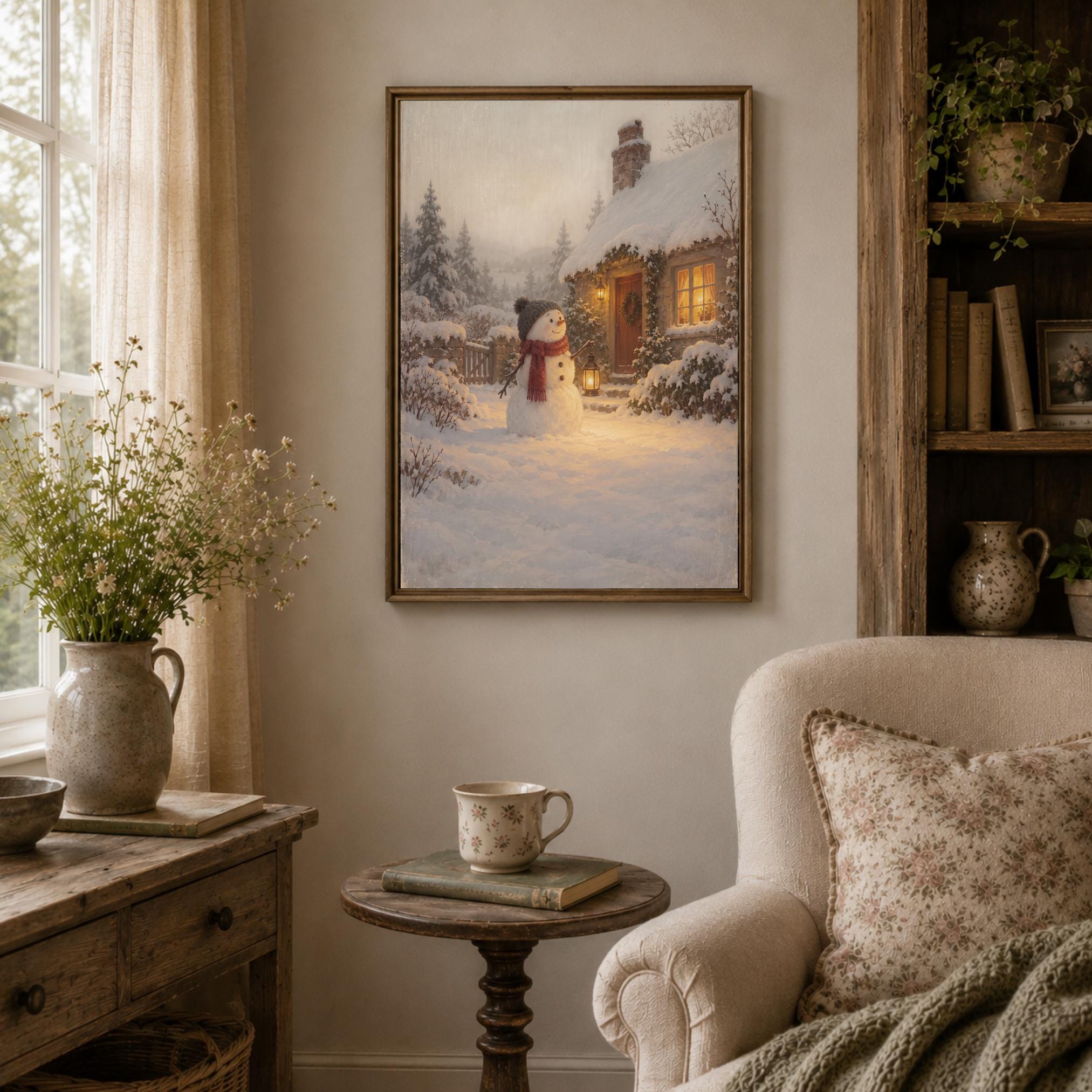 Snowman at the Cottage Door — image 7