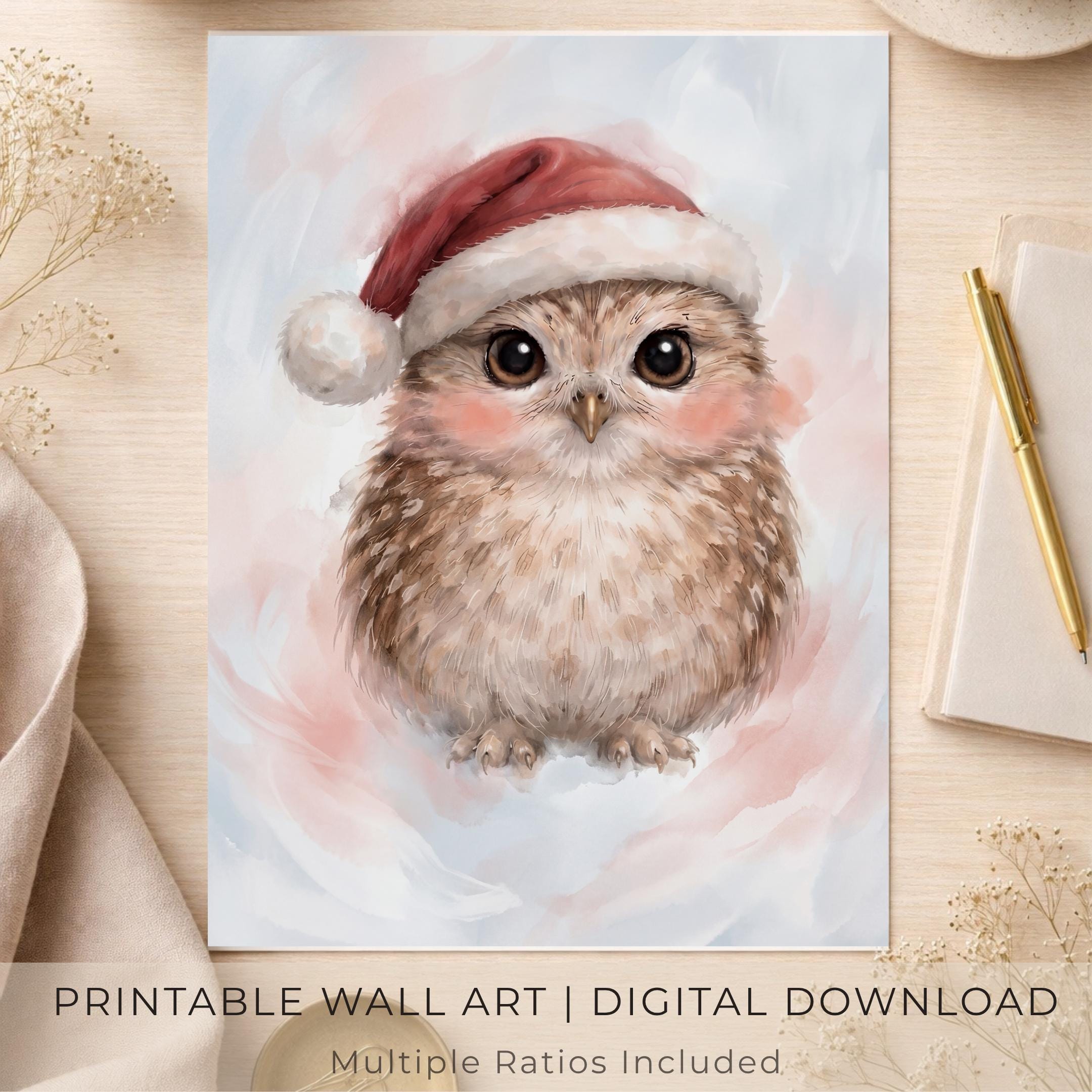 Little Christmas Owl in a Santa Hat — image 7