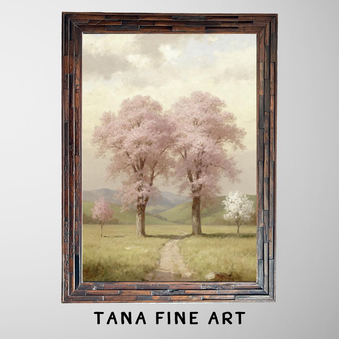Pink Blossom Tree Landscape Wall Art Printable – Spring Nature Art (Digital Download) — image 5