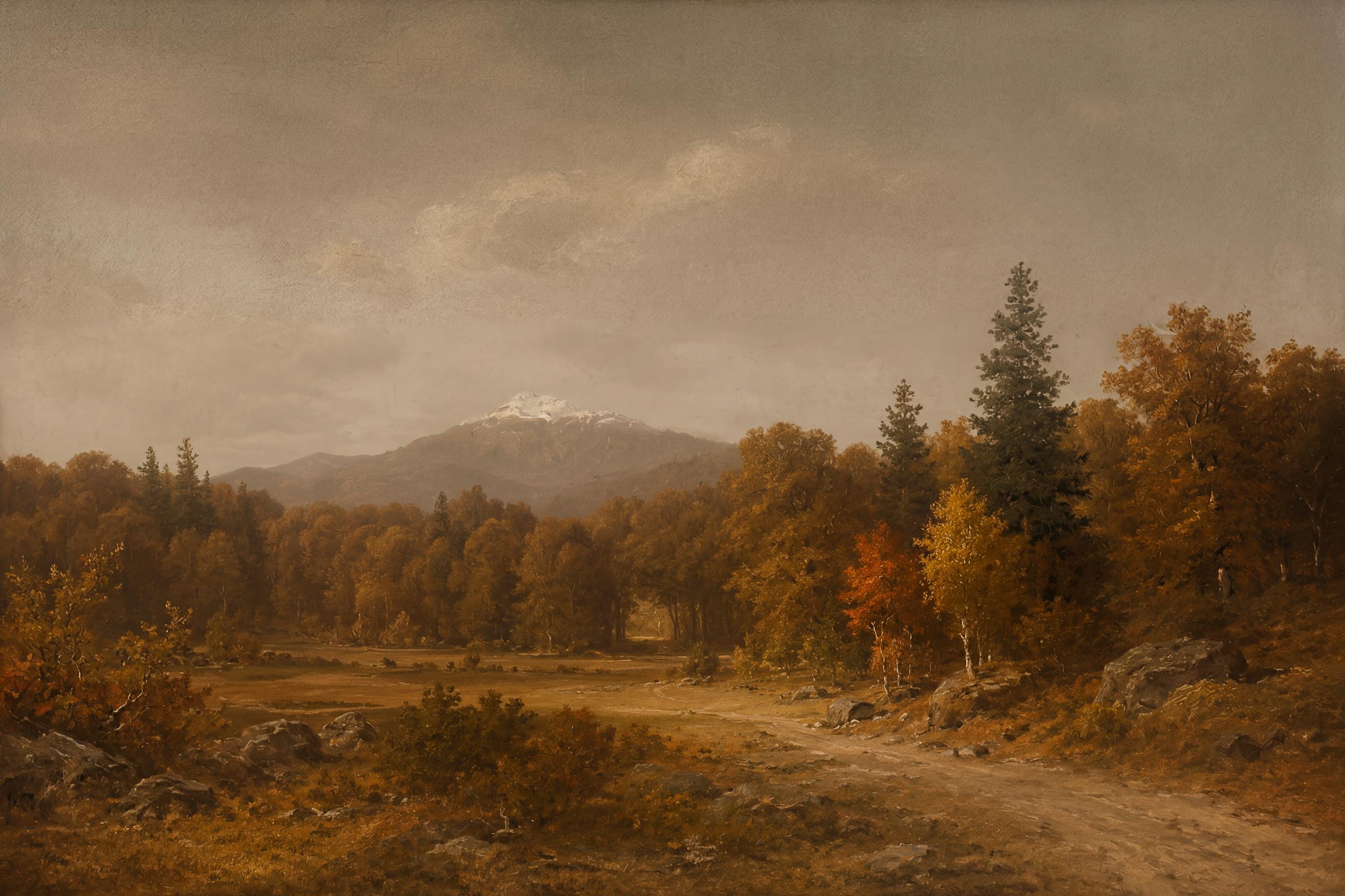 Moody Fall Forest Landscape Wall Art, Rustic Autumn Mountain, Dark Forest Decor (Digital Download) — image 2