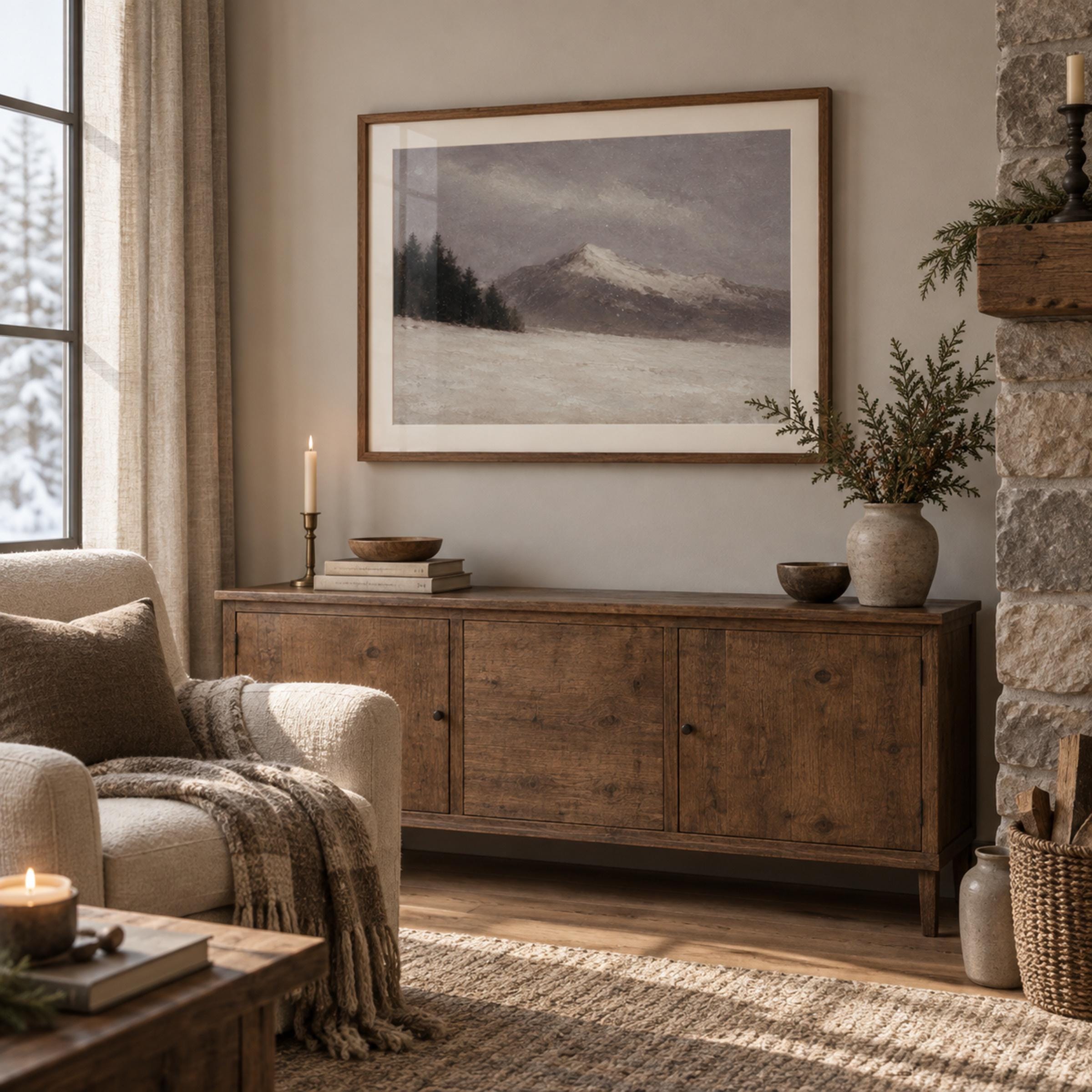 Mountain Peak beneath a Gray Winter Sky — image 4