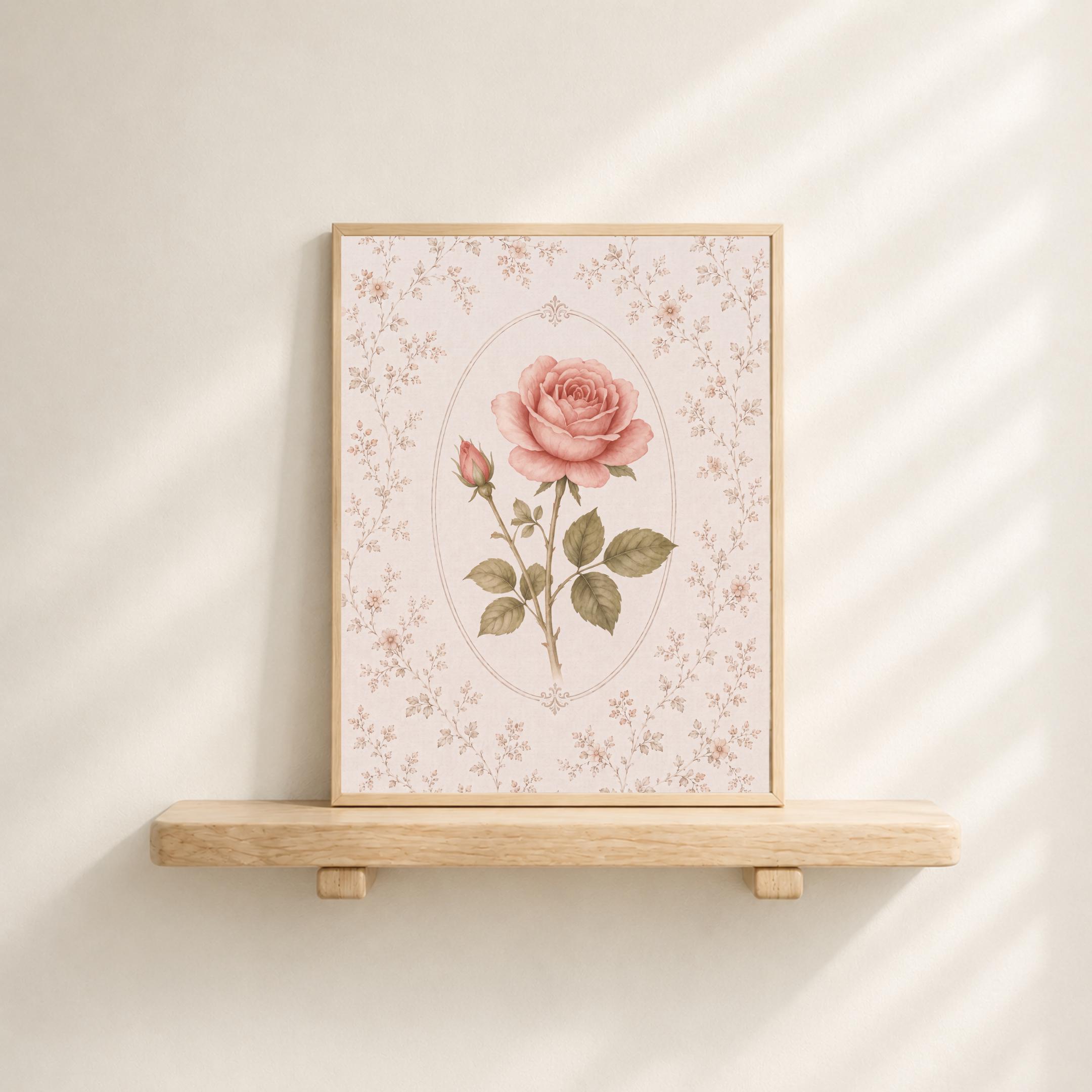 June Birth Month Flower Print | Rose Printable Wall Art | Vintage Botanical Gift Digital Download — image 4