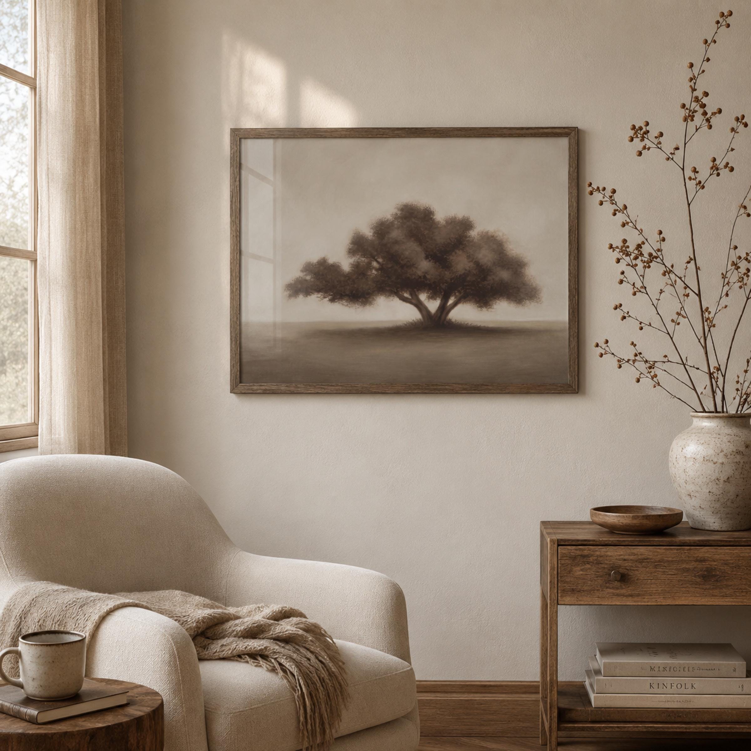 Vintage Tree Wall Art Printable | Neutral Landscape Print | Minimalist Nature Digital Download — image 3