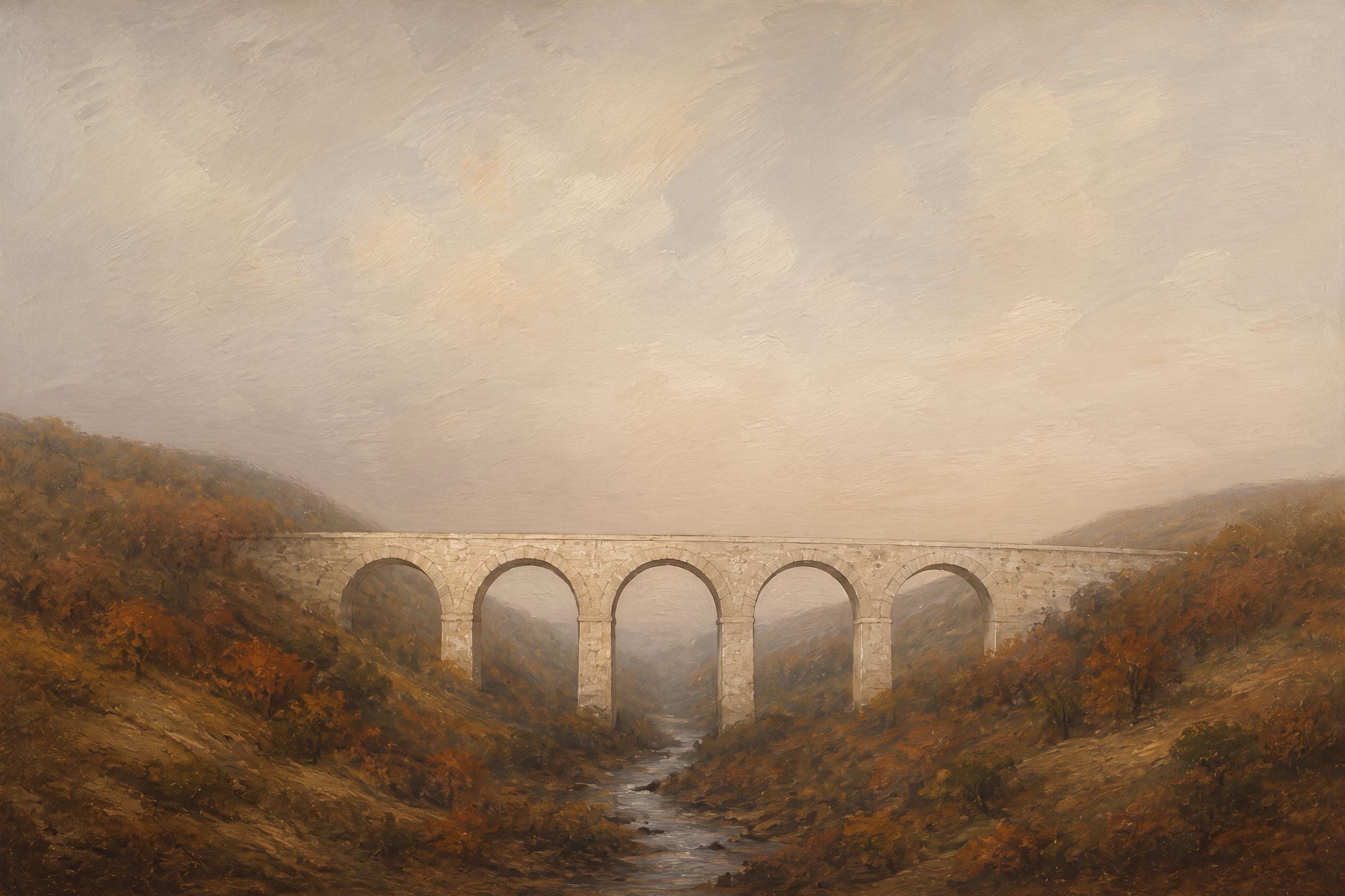 Fall Landscape Printable Wall Art | Vintage Stone Bridge Print | Rustic Autumn Countryside Digital Download — image 3