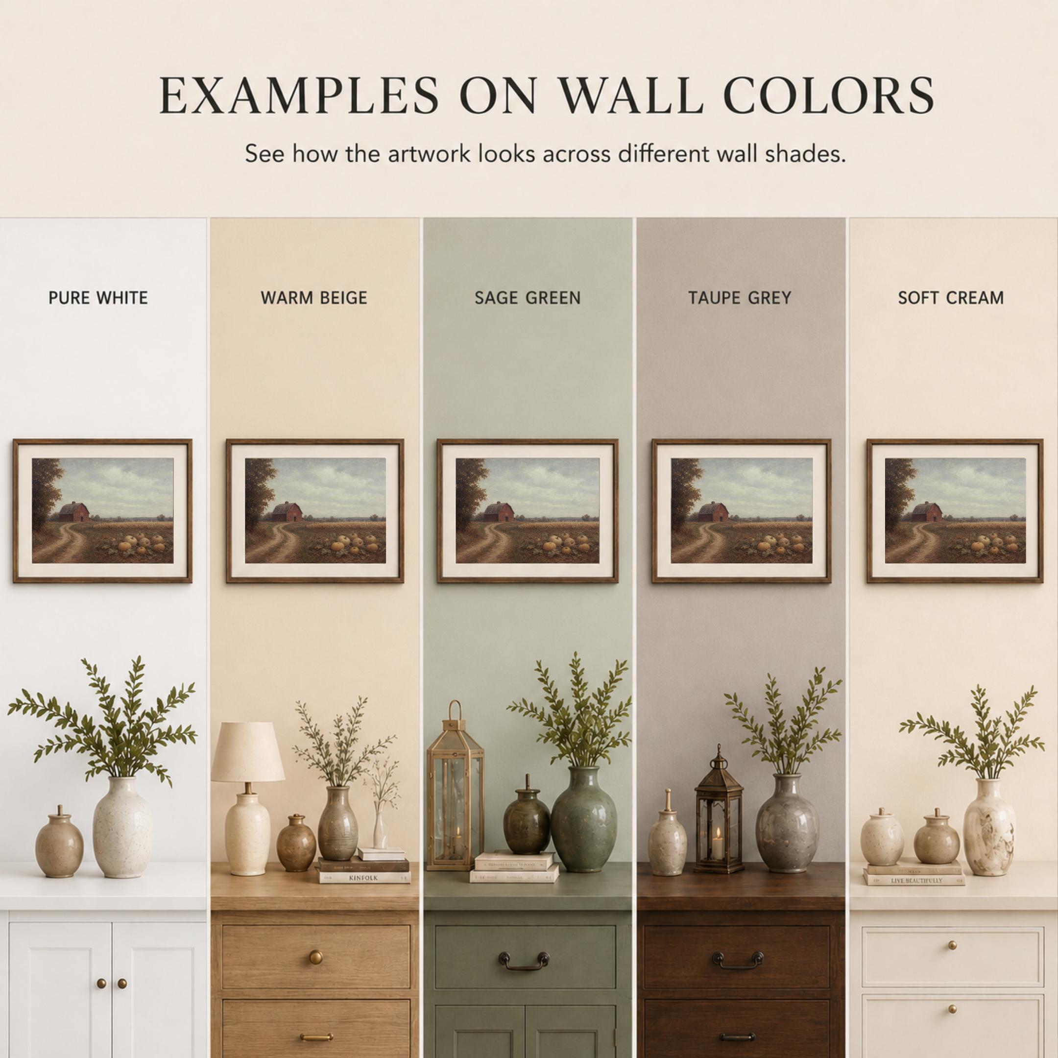 Pumpkin Farm Wall Art | Rustic Barn Landscape Print | Fall Printable Digital Download — image 9