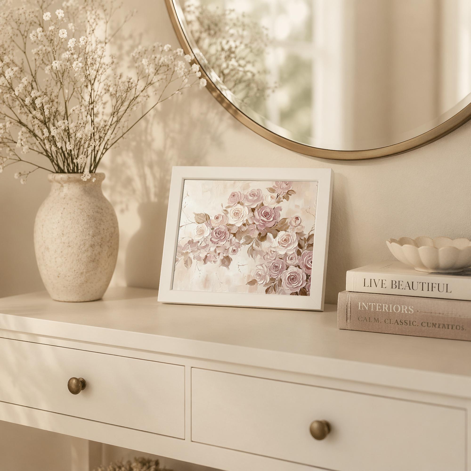 Spring Rose Wall Art Printable For Living Room , Romantic Neutral Floral (Digital Download) — image 6