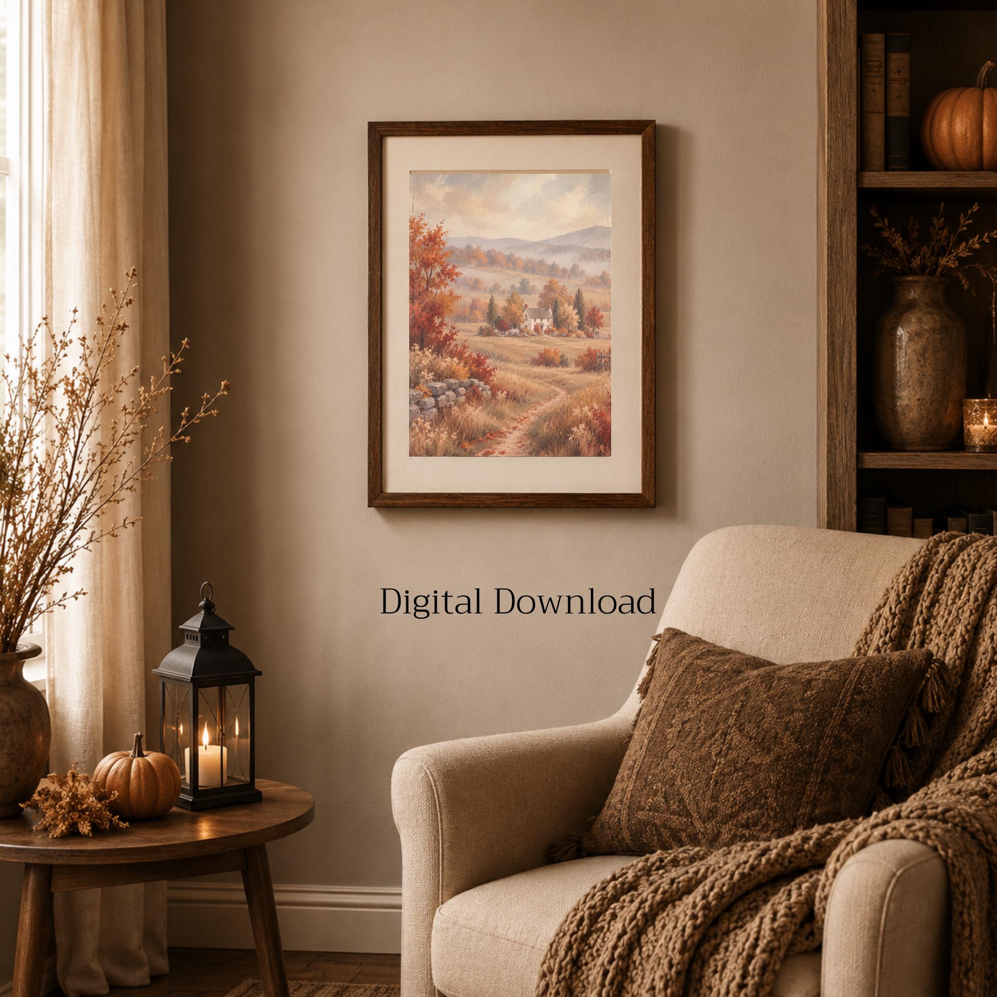 Autumn Cottage Printable Wall Art, Cozy Countryside Landscape, Cottagecore Fall Decor Digital Download — image 5