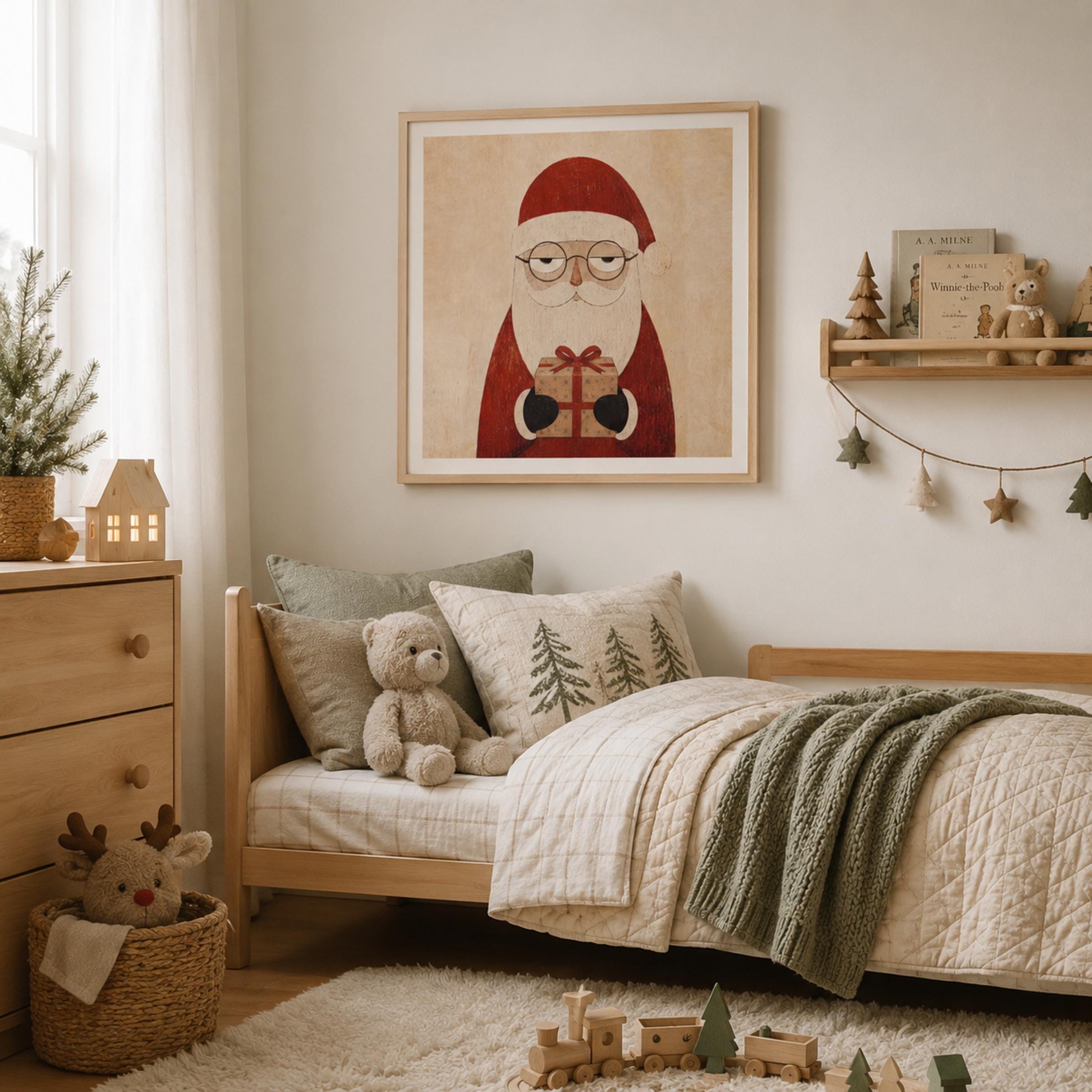 Retro Santa with a Wrapped Gift — image 3
