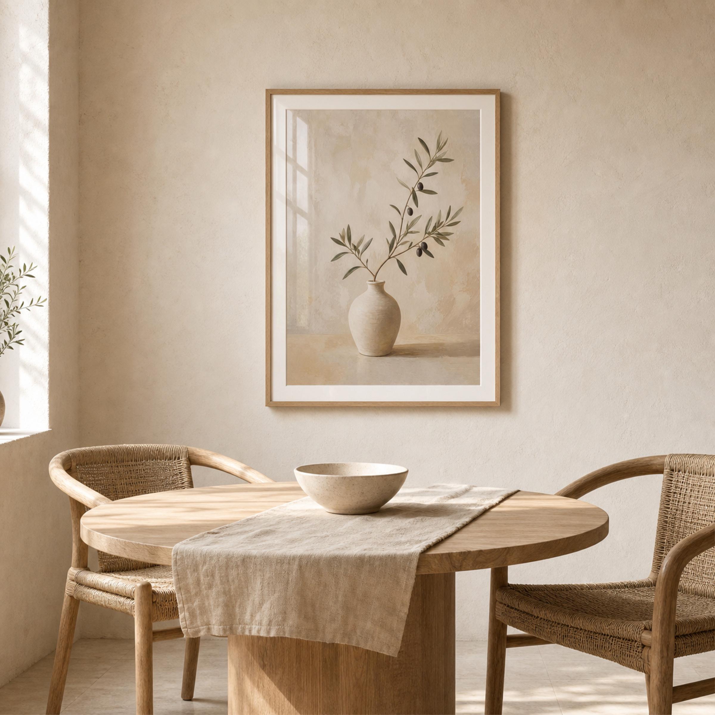 Olive Branch Printable Wall Art, Neutral Mediterranean Botanical Vase Digital Download — image 3