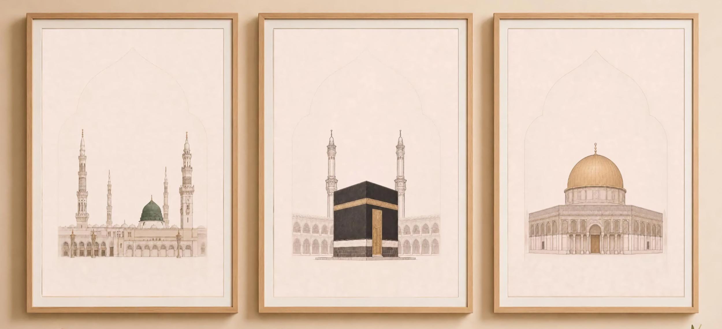 Islamic Wall Art Set Prints | Mosque Kaaba Dome Inspired | Prayer Room Digital Download — image 2