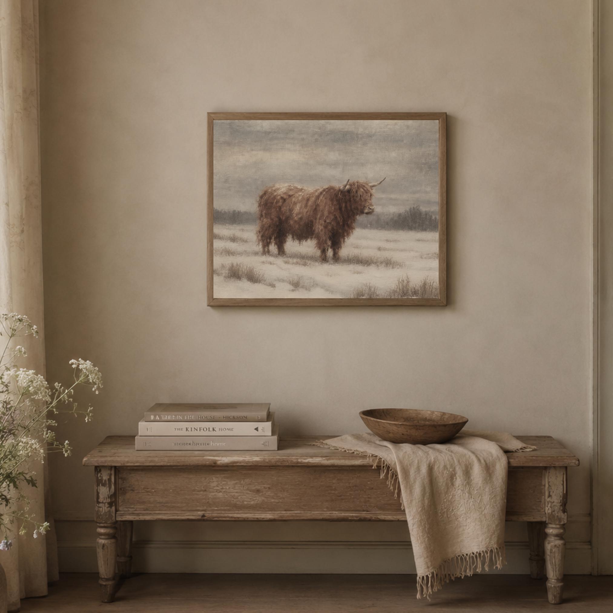 Highland Cow in a Winter Field — image 7