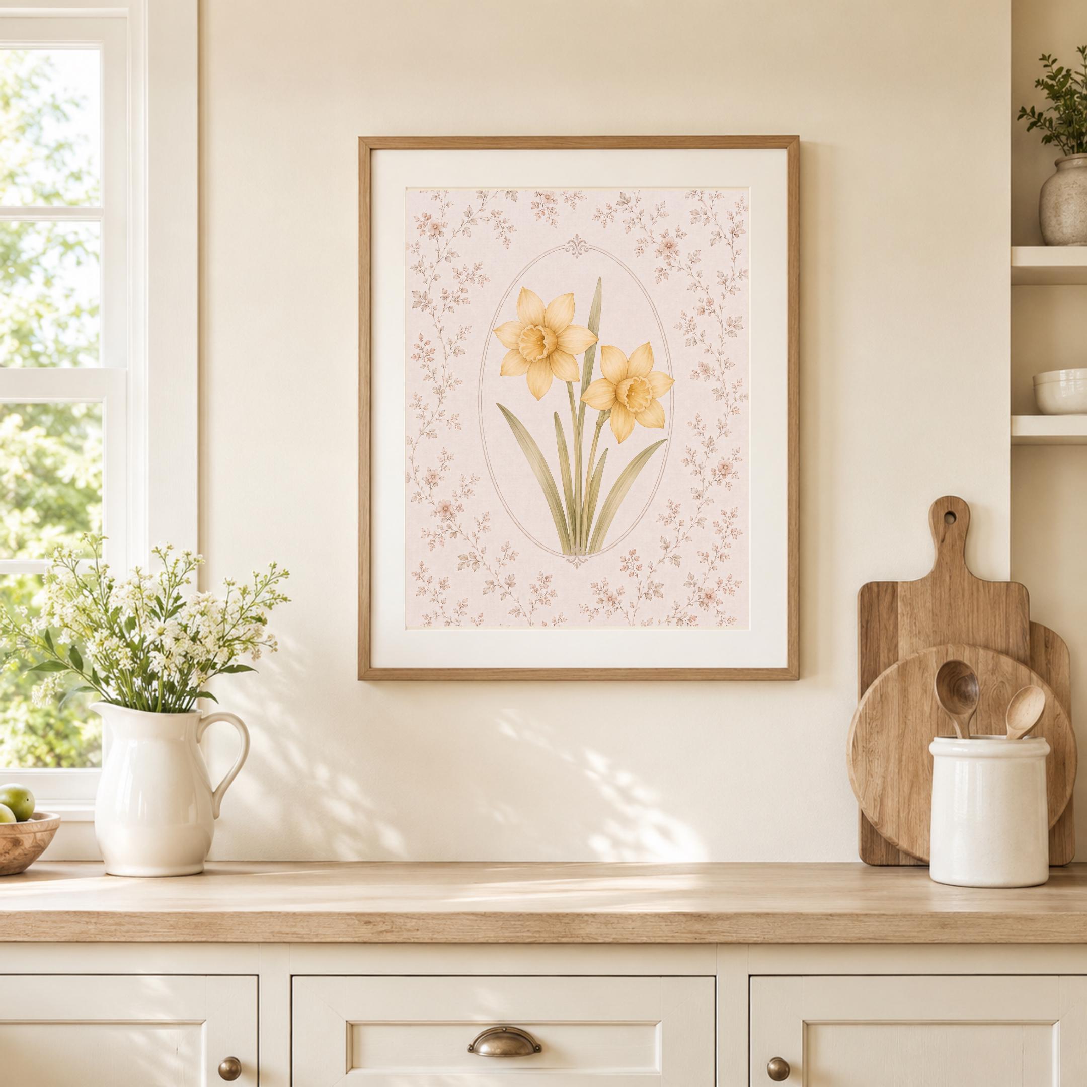 March Birth Month Flower Print | Daffodil Printable Wall Art | Vintage Botanical Gift Digital Download — image 9