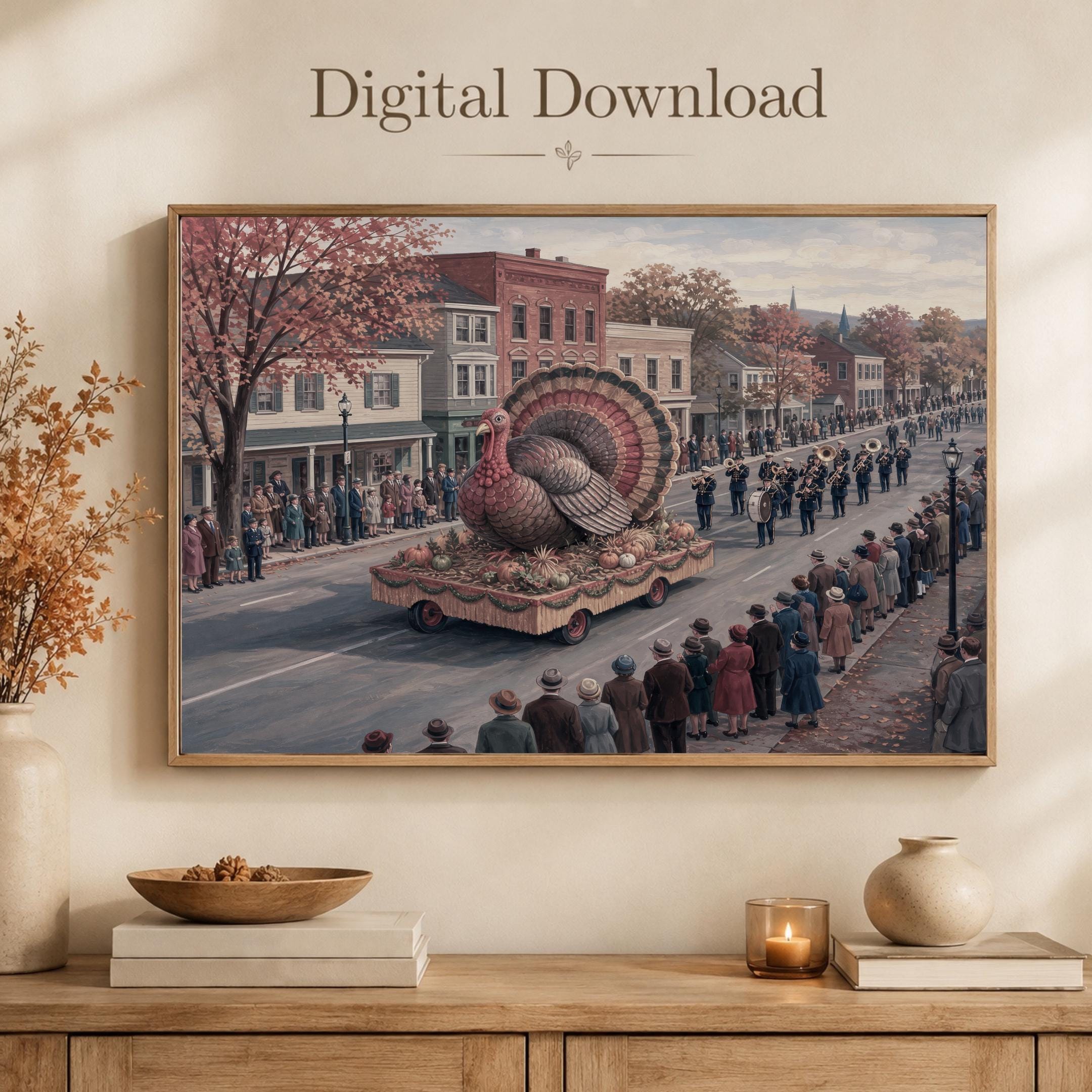 Vintage Thanksgiving Turkey Parade Printable Wall Art, Autumn Festival Digital Download, Home Decor Poster — image 4