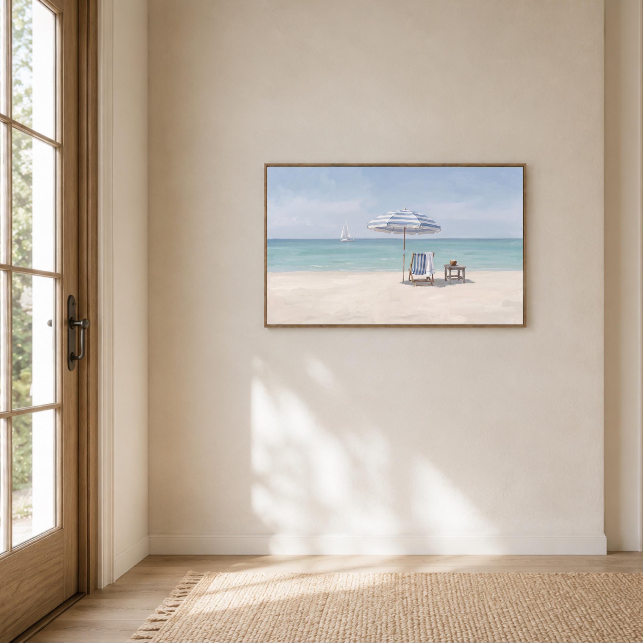 Coastal Beach Wall Art, Minimal Summer Ocean, Blue White Beach House Decor (Digital Download) — image 7
